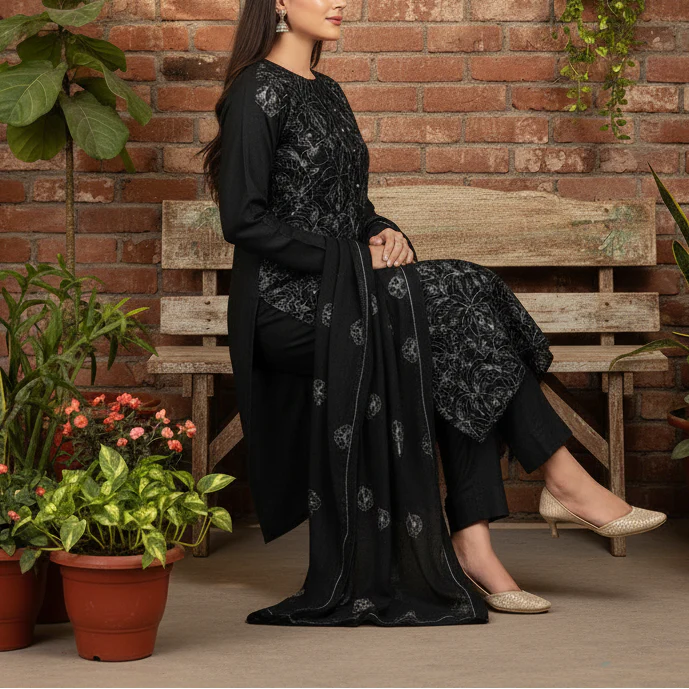 3PC Unstitched Embroidered Suit US5494 - Image 4