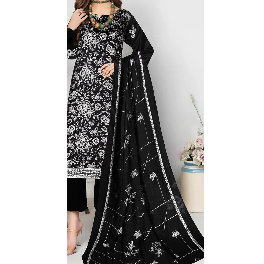 3PC Unstitched Embroidered Suit US5496 - Image 5