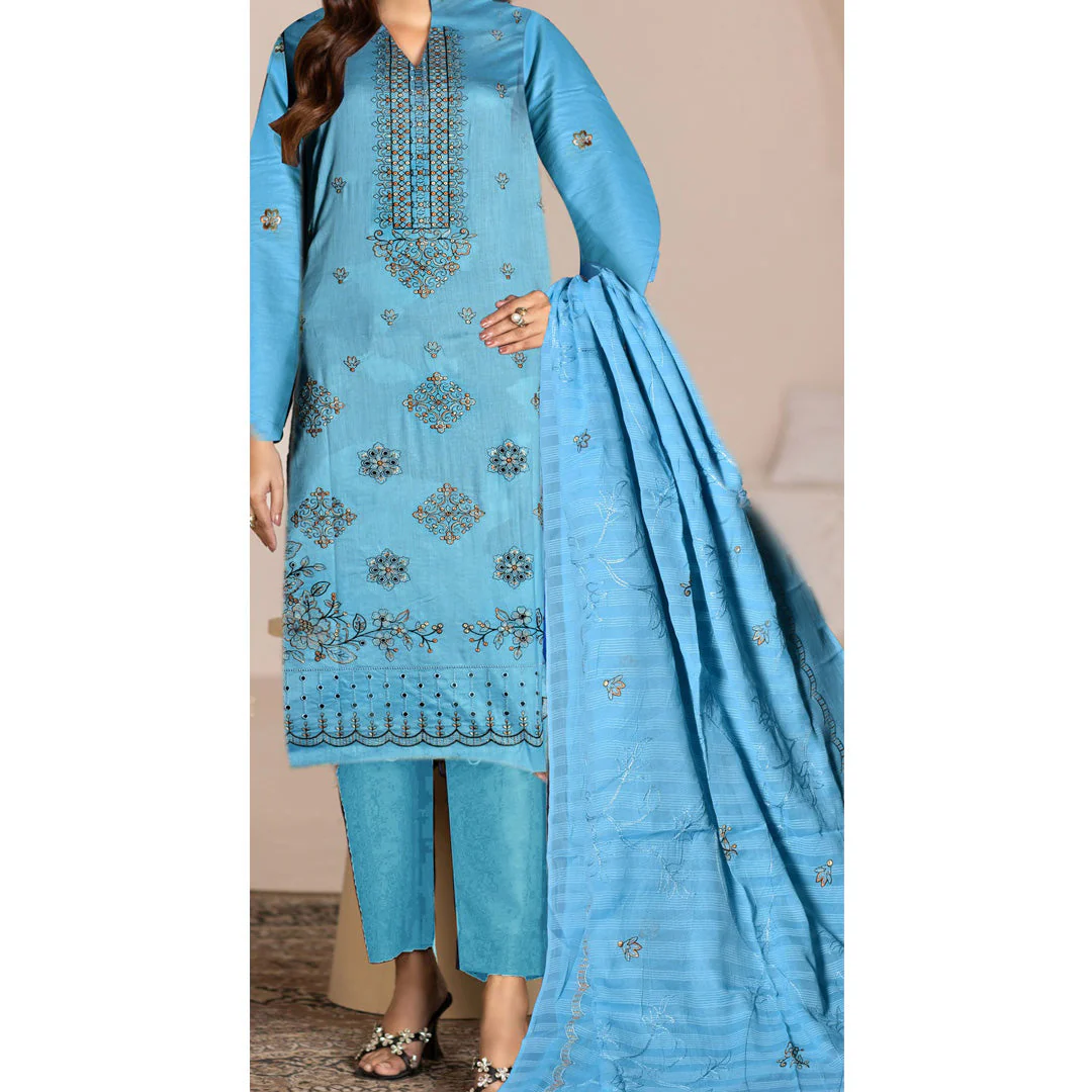 3PC Unstitched Embroidered Suit US5499 - Image 5