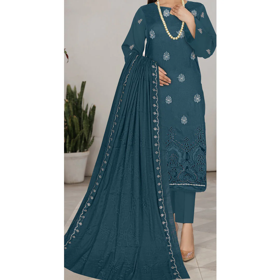3PC Unstitched Embroidered Suit US5502 - Image 5