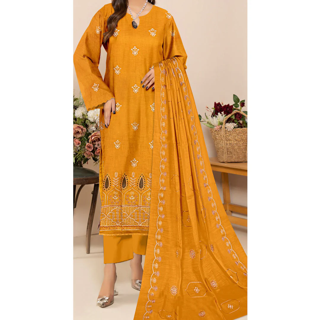 3PC Unstitched Embroidered Suit US5503 - Image 5