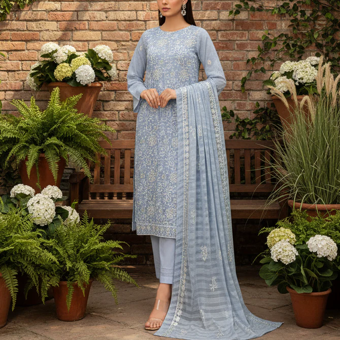3PC Unstitched Embroidered Suit US5505 - Image 2