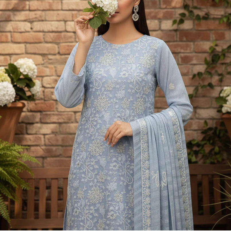 3PC Unstitched Embroidered Suit US5505 - Image 3