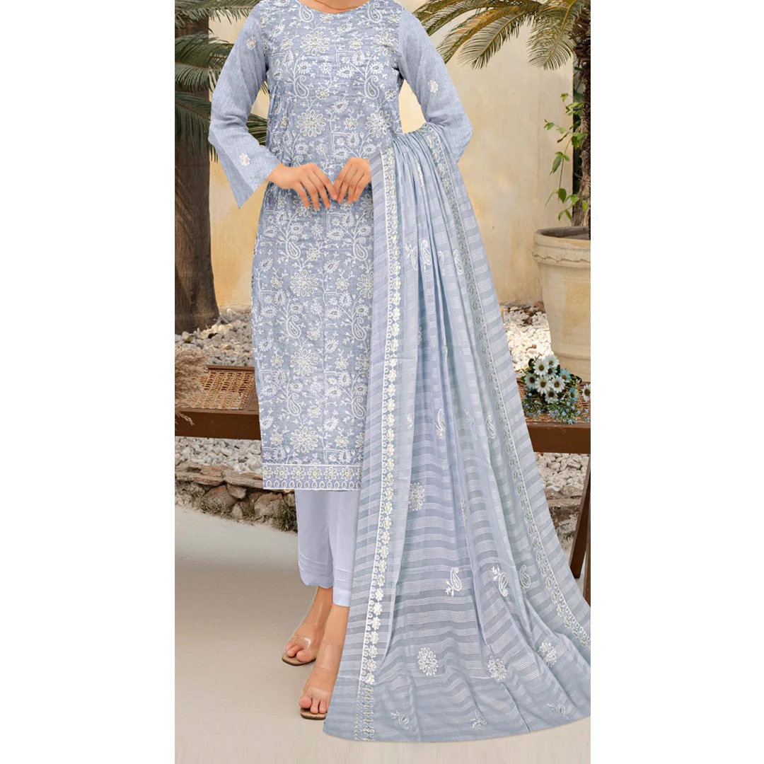 3PC Unstitched Embroidered Suit US5505 - Image 5