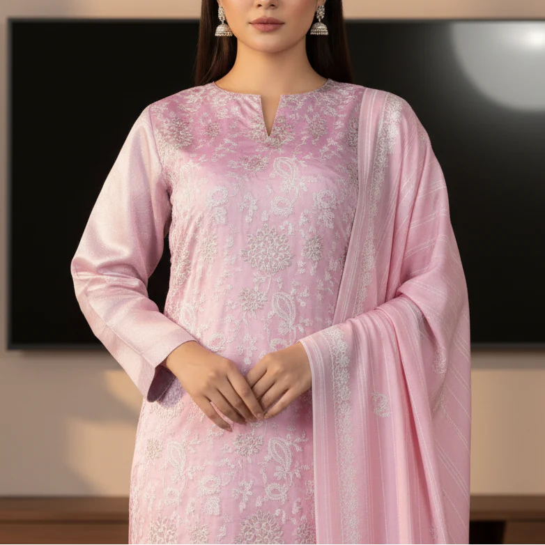 3PC Unstitched Embroidered Suit US5506 - Image 3