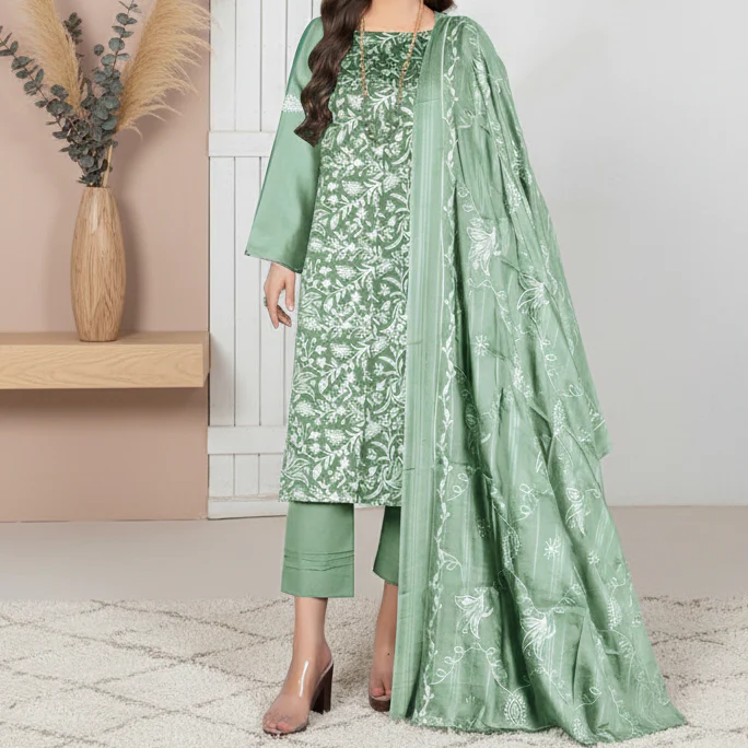 3PC Unstitched Embroidered Suit US5507 - Image 2