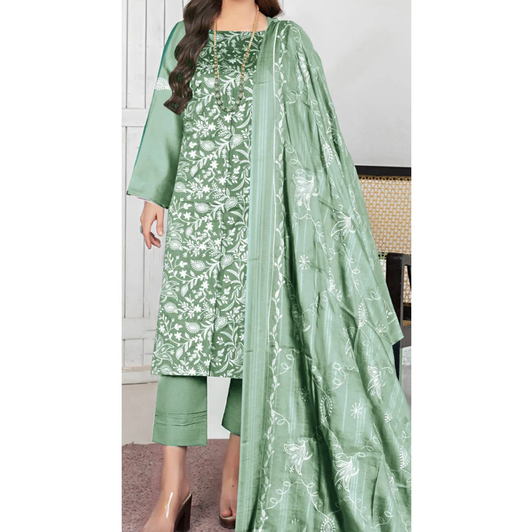 3PC Unstitched Embroidered Suit US5507 - Image 6