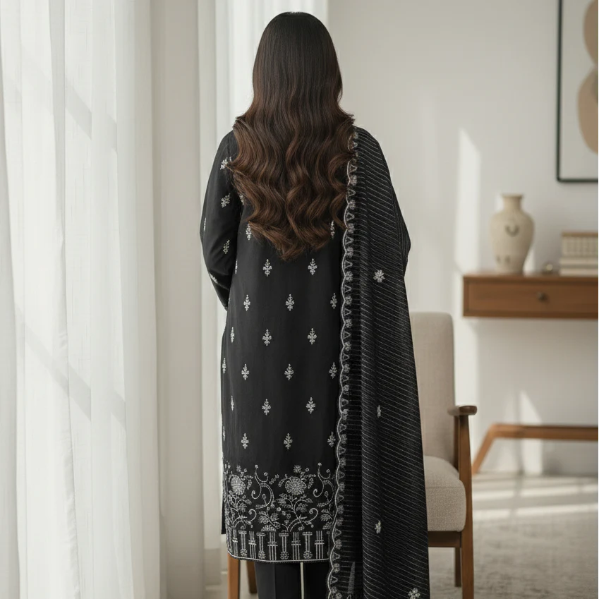 3PC Unstitched Embroidered Suit US5510 - Image 4