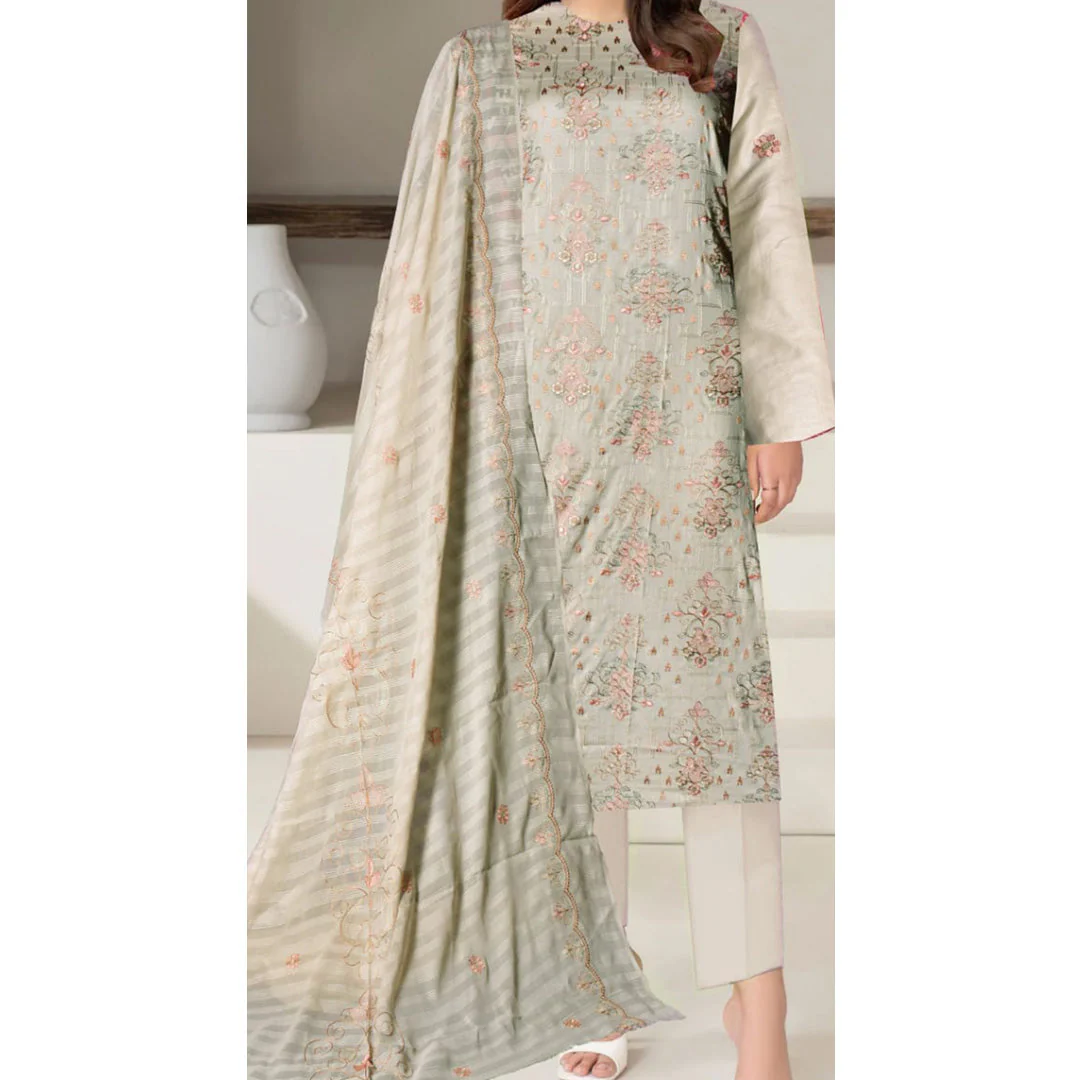 3PC Unstitched Embroidered Suit US5511 - Image 5