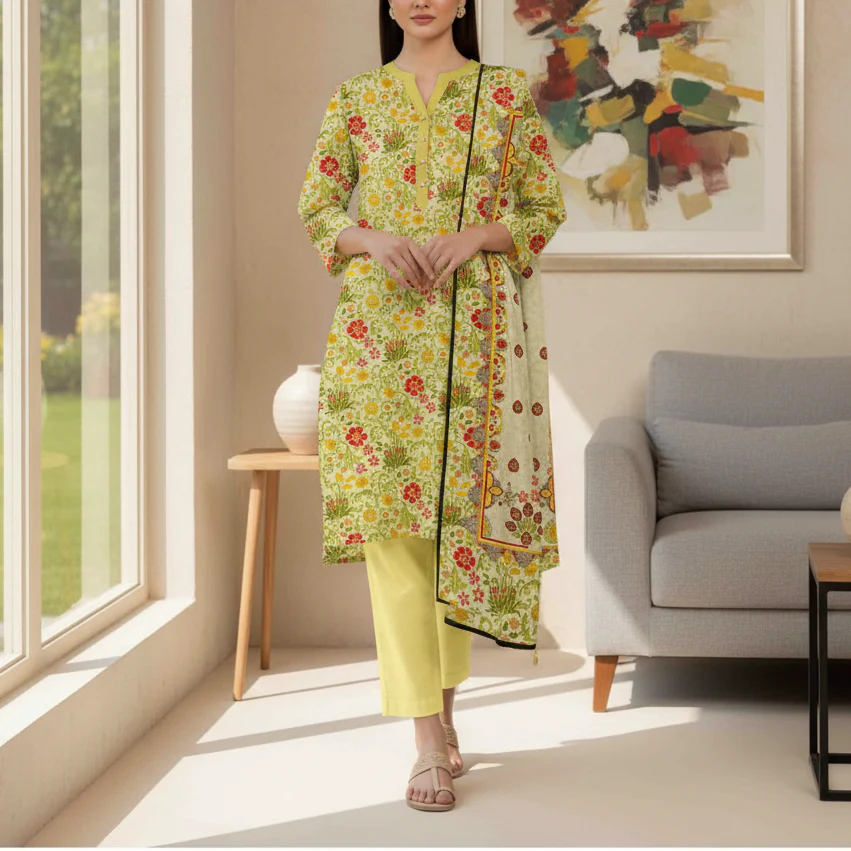 3PC Unstitched Printed Suit US5467 - Image 2