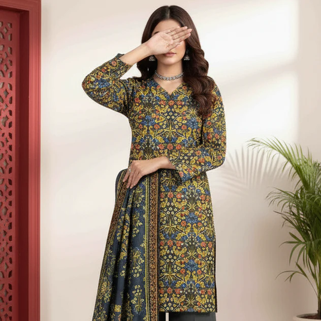 3PC Unstitched Printed Suit US5472 - Image 3