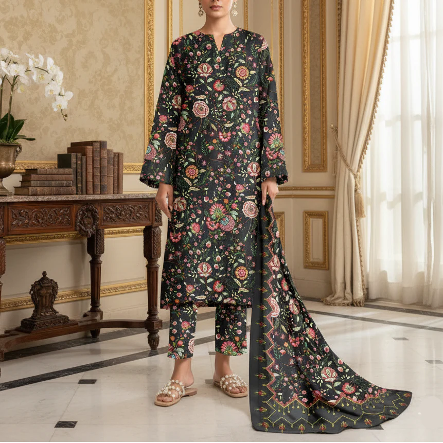 3PC Unstitched Printed Suit US5531 - Image 2