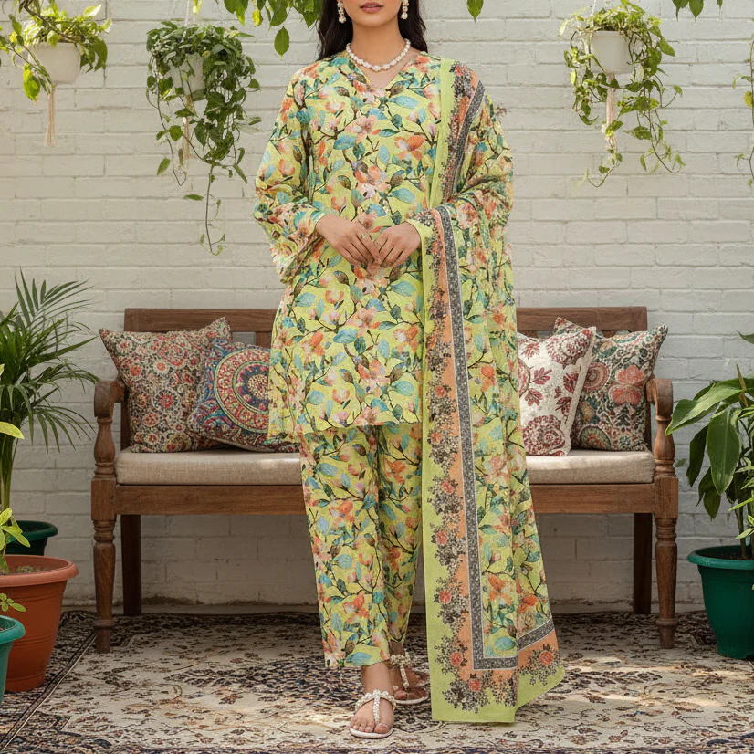 3PC Unstitched Printed Suit US5533 - Image 2