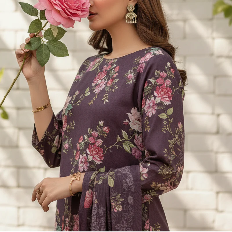 3PC Unstitched Printed Suit US5535 - Image 3