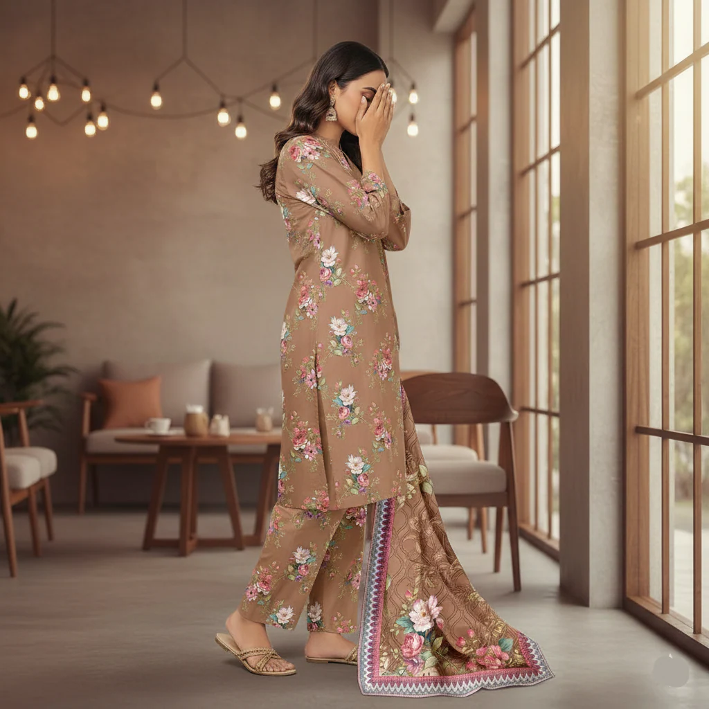 3PC Unstitched Printed Suit US5536 - Image 4