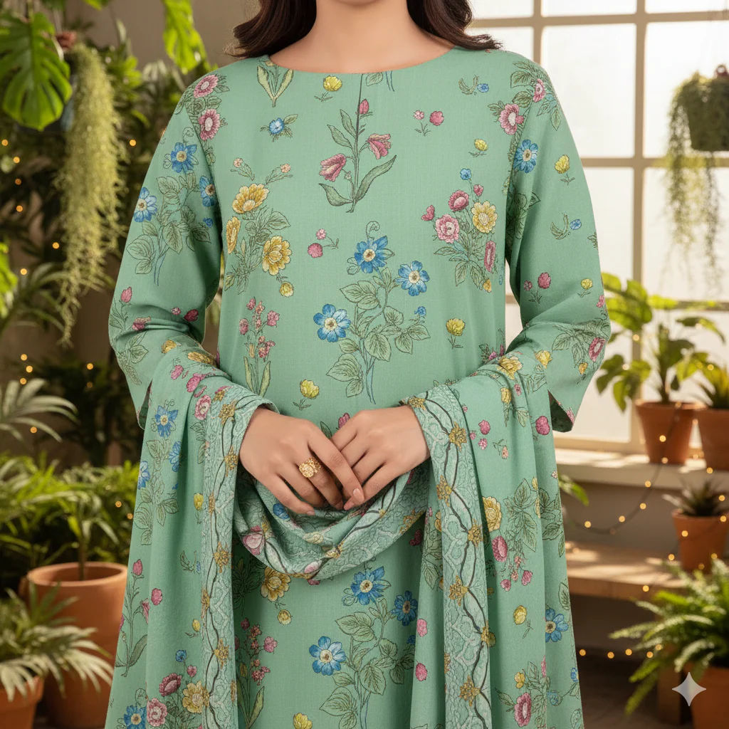3 PC Unstitched Printed Suit - Image 3