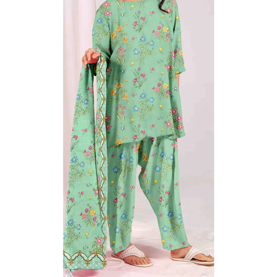 3 PC Unstitched Printed Suit - Image 6