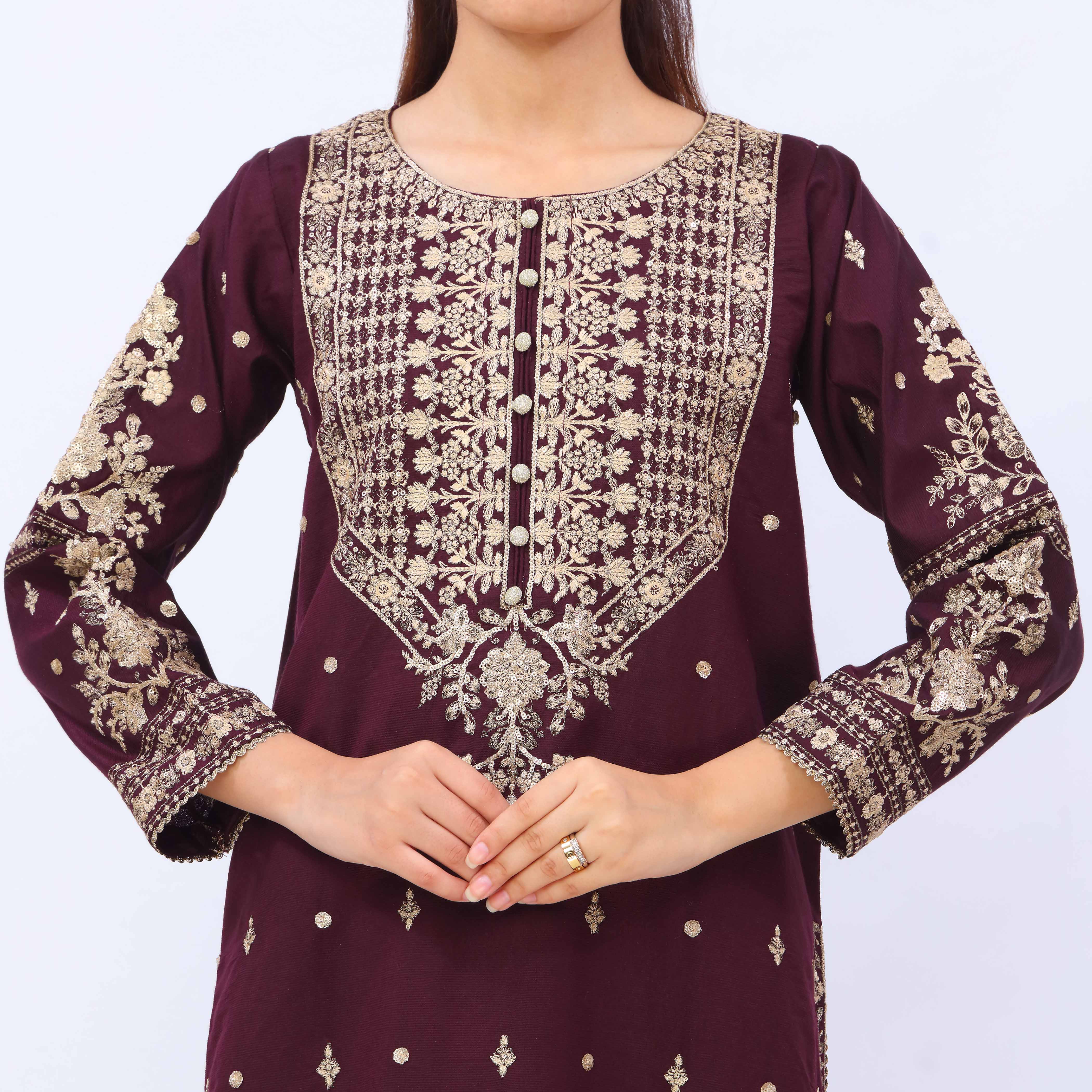 3 PC- Viscose Embellished Suit PF5036 - Image 3