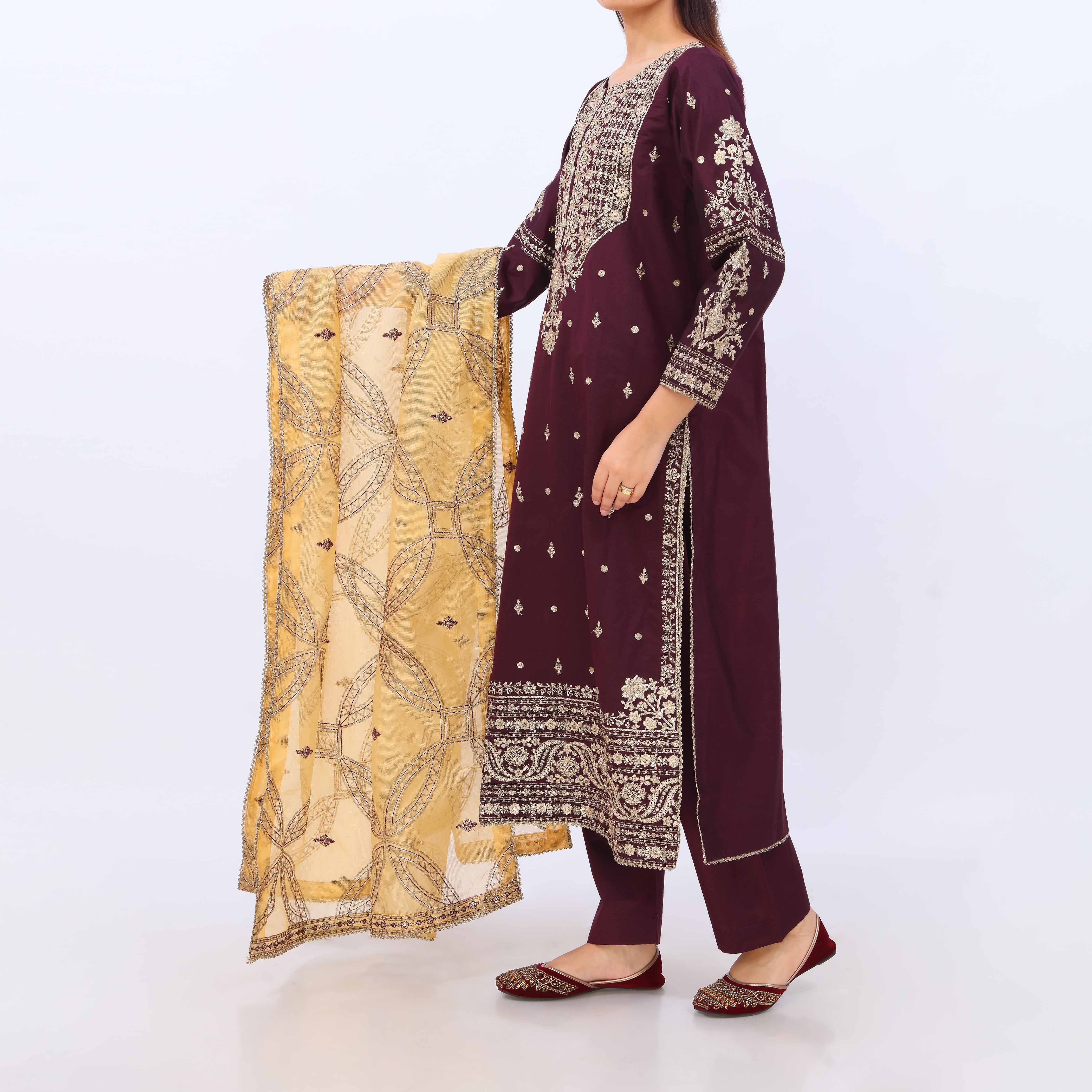 3 PC- Viscose Embellished Suit PF5036 - Image 4