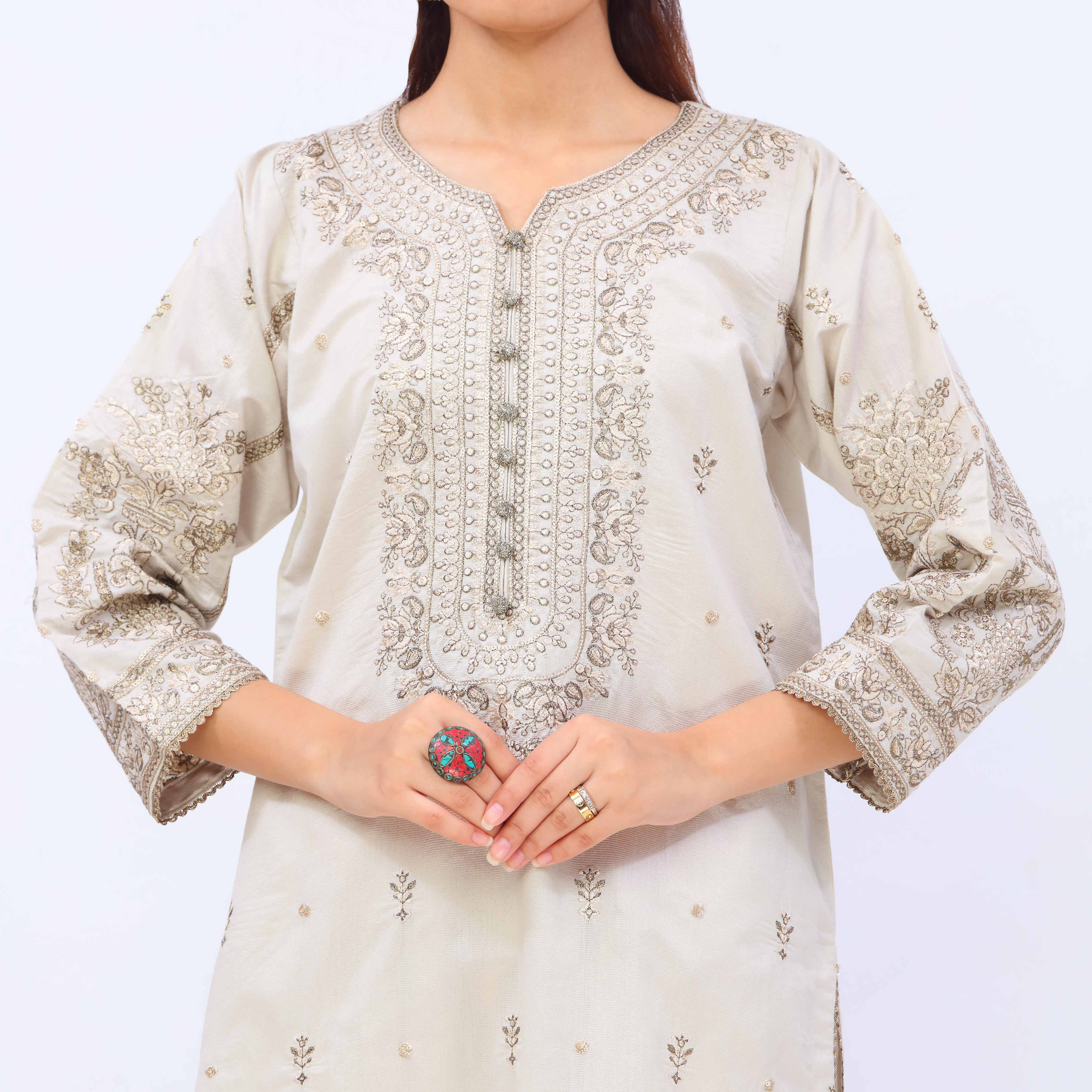 3 PC- Viscose Embellished Suit PF5065 - Image 3