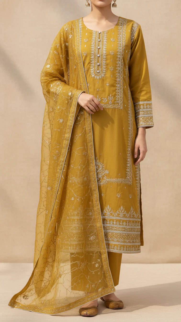 3 PC- Viscose Embellished Suit PF5090
