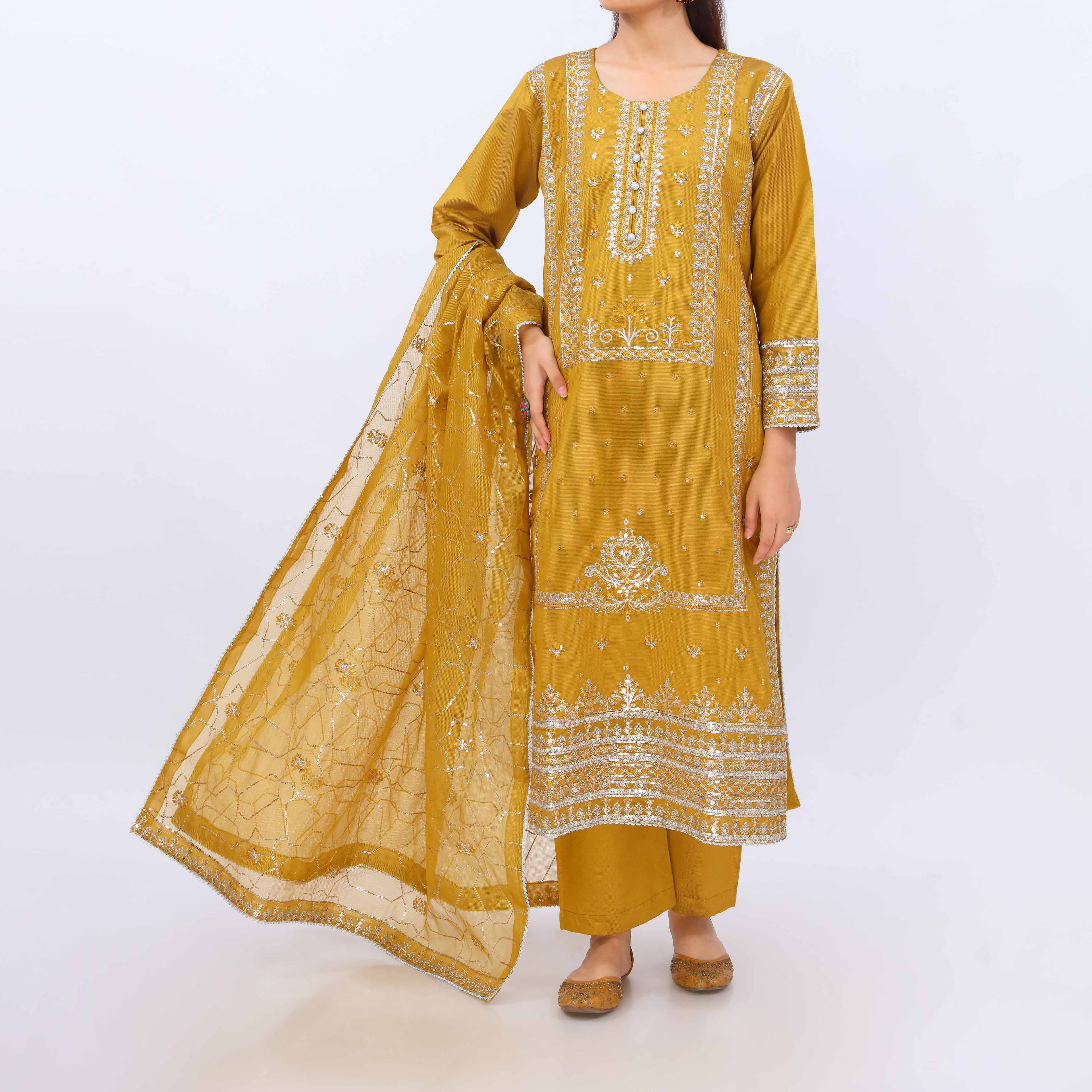 3 PC- Viscose Embellished Suit PF5090 - Image 2