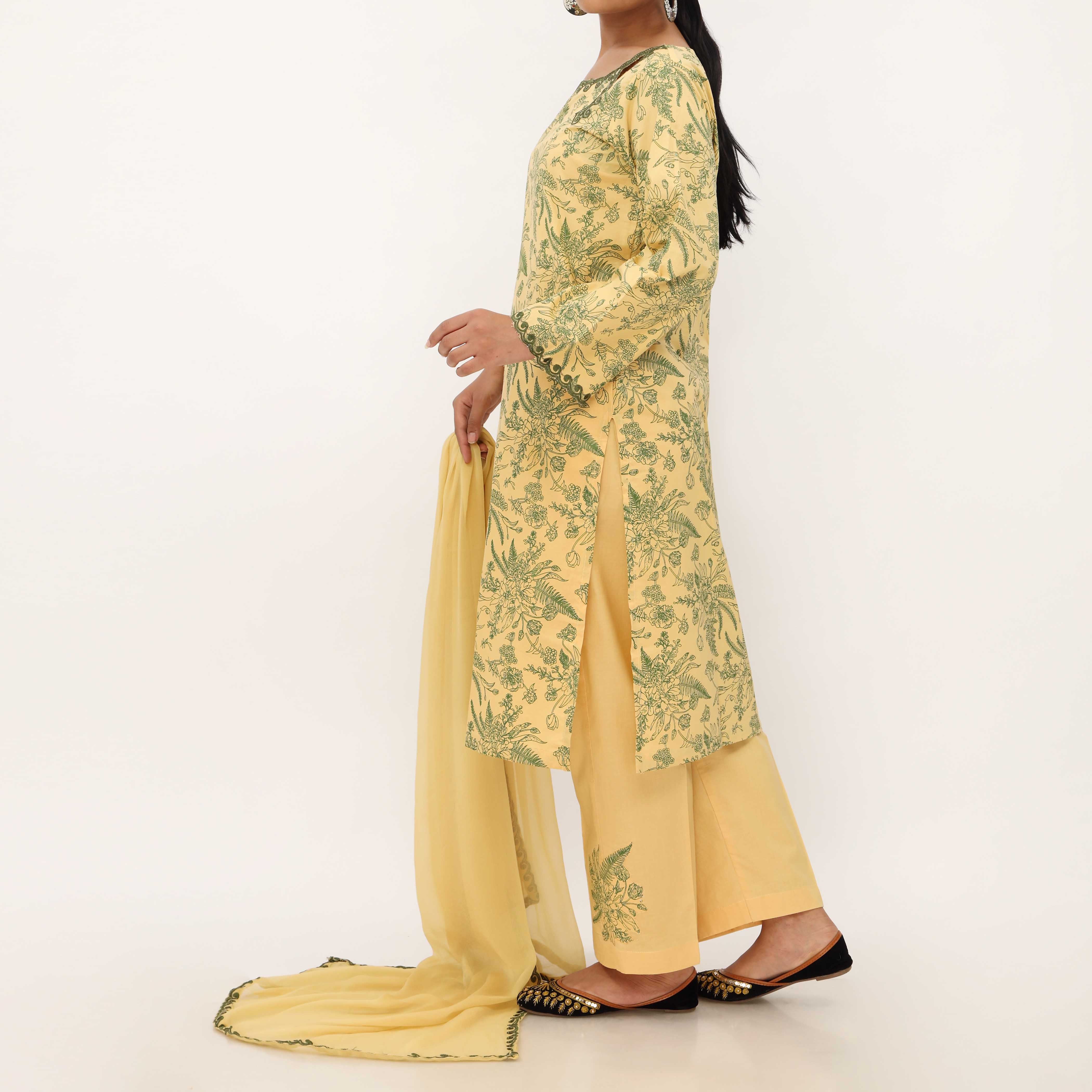 3PC- Allover Printed Cotton Cambric Suit PS5061 - Image 4