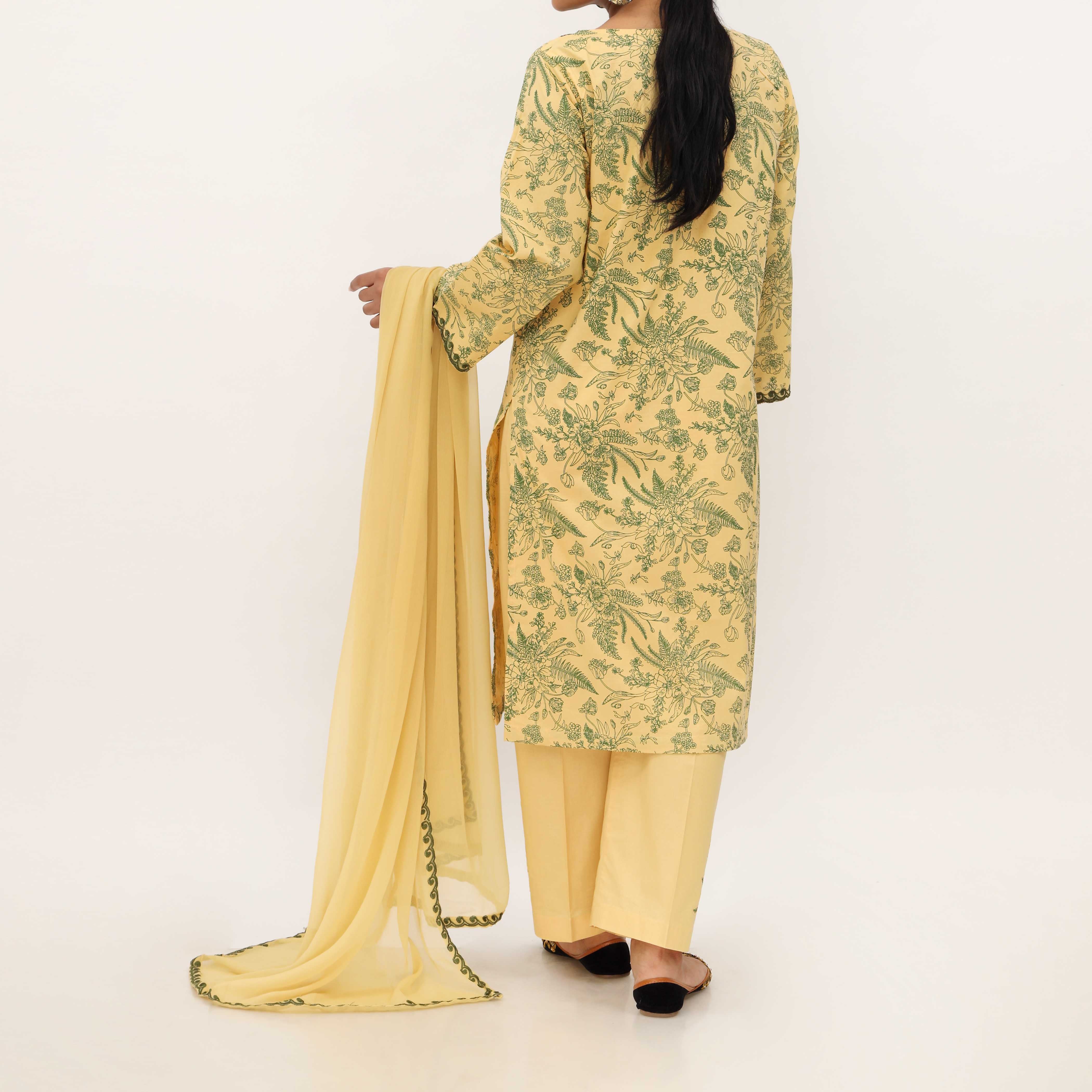3PC- Allover Printed Cotton Cambric Suit PS5061 - Image 5