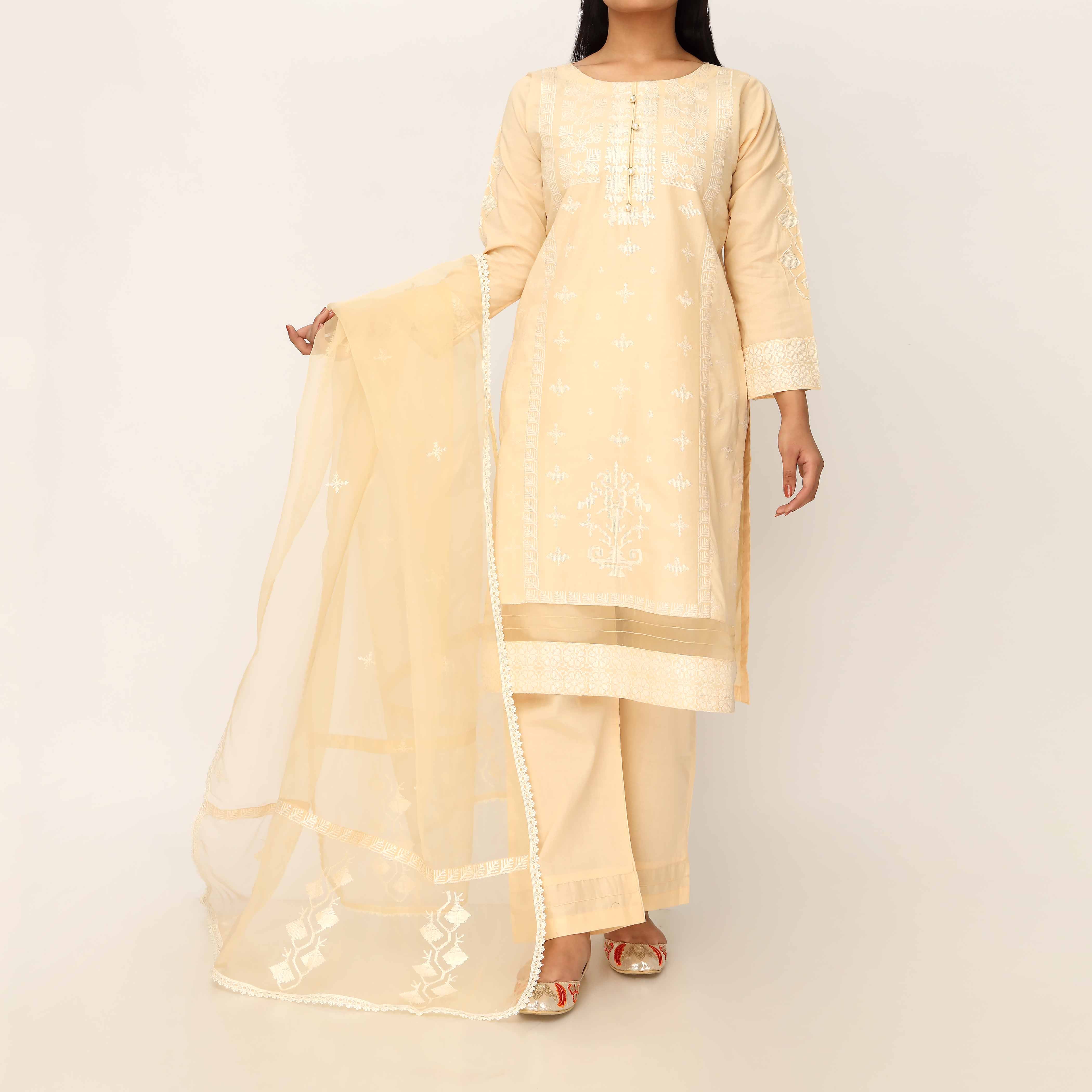 3PC- Cambric Embellished Suit PS5139 - Image 2
