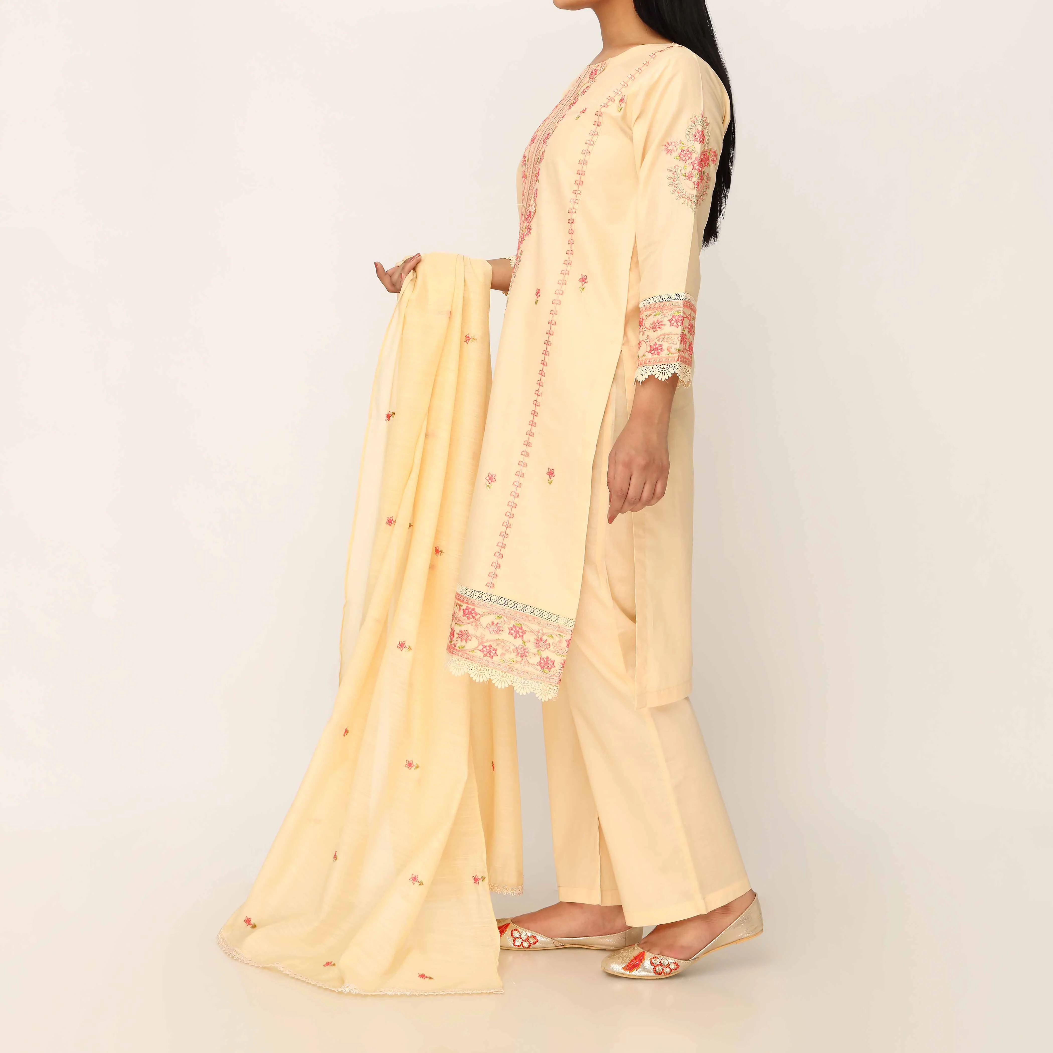 3PC- Cambric Embellished Suit PS5146 - Image 3