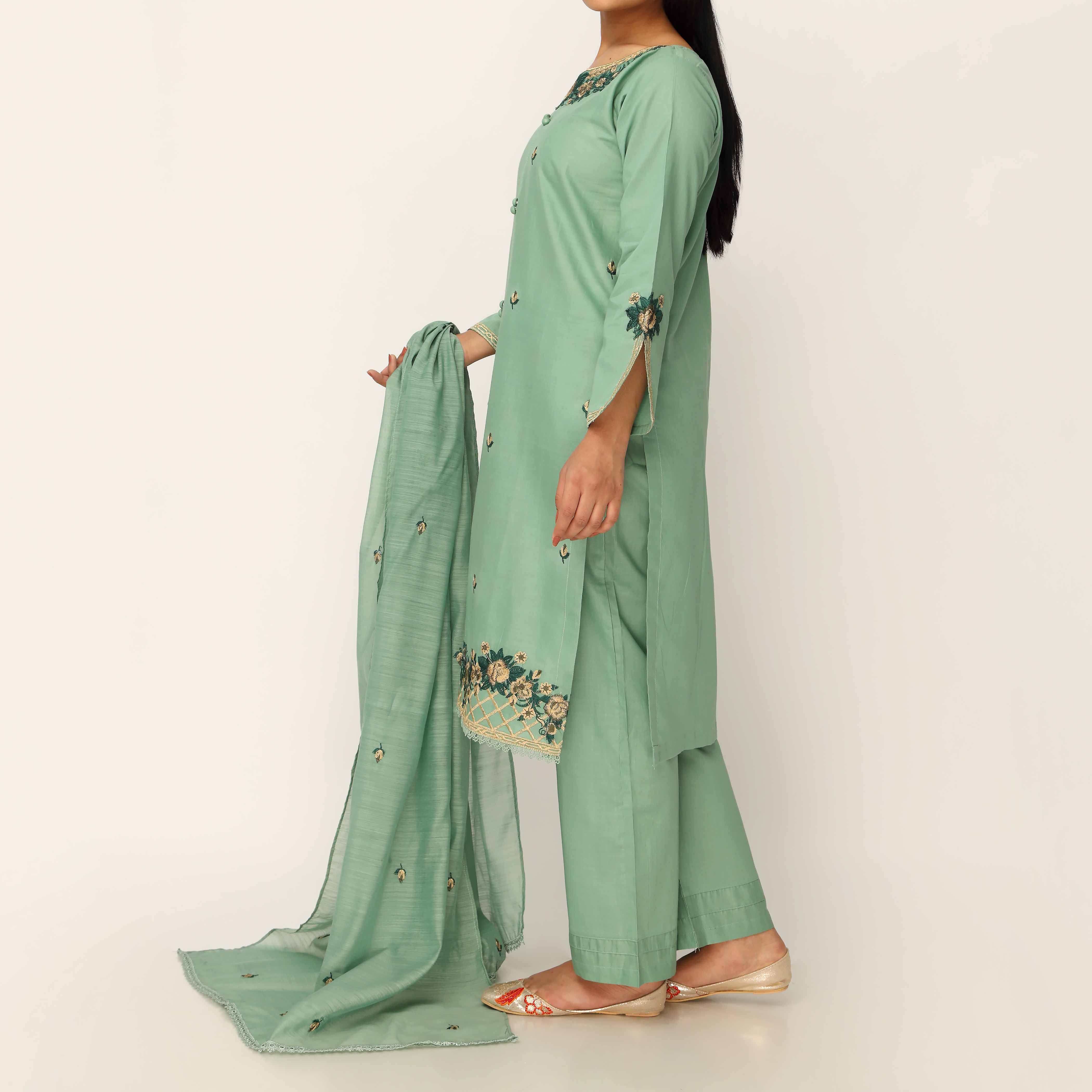 3PC- Cambric Embellished Suit PS5224 - Image 3