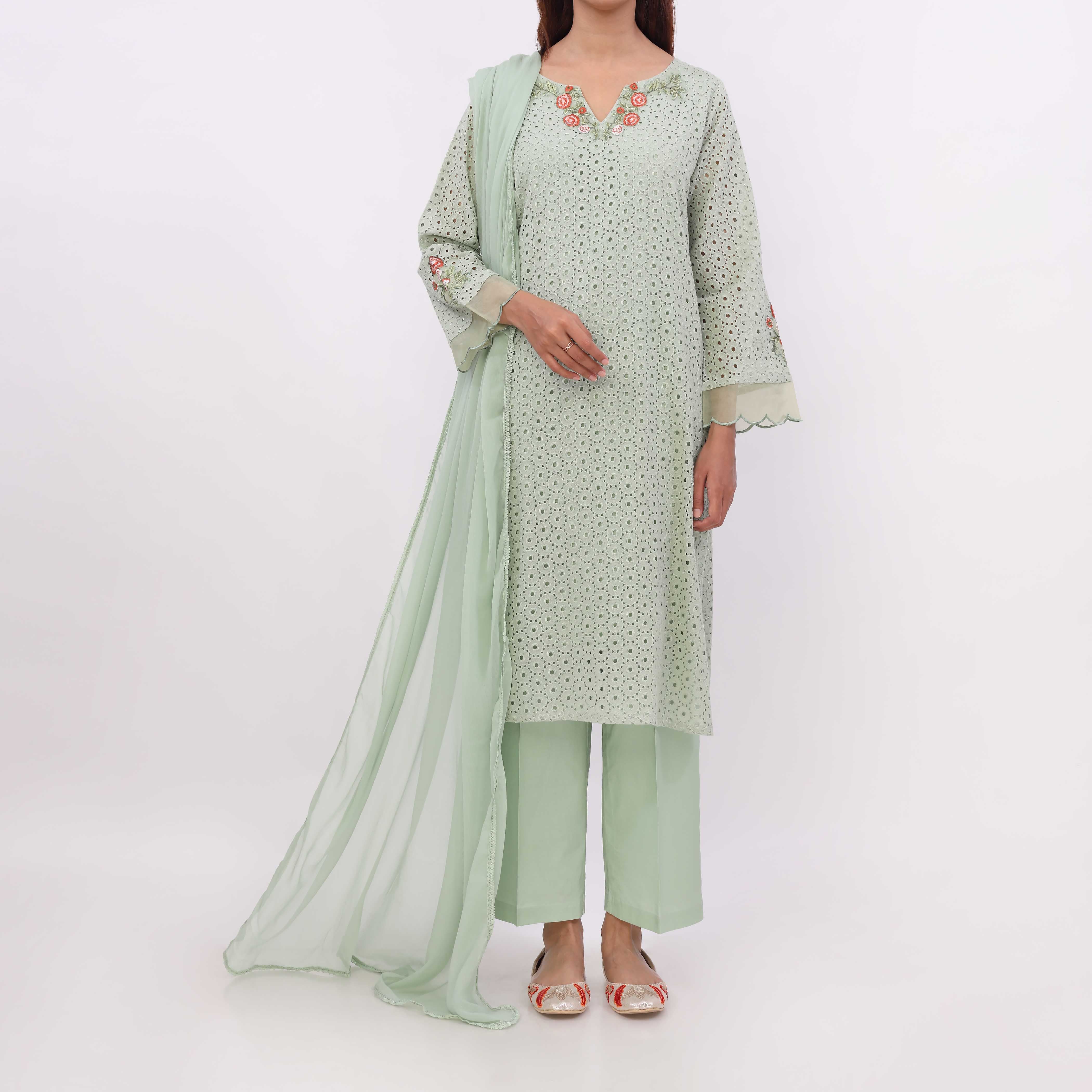 3PC- Chikan Kari Lawn Suit PS5312 - Image 2