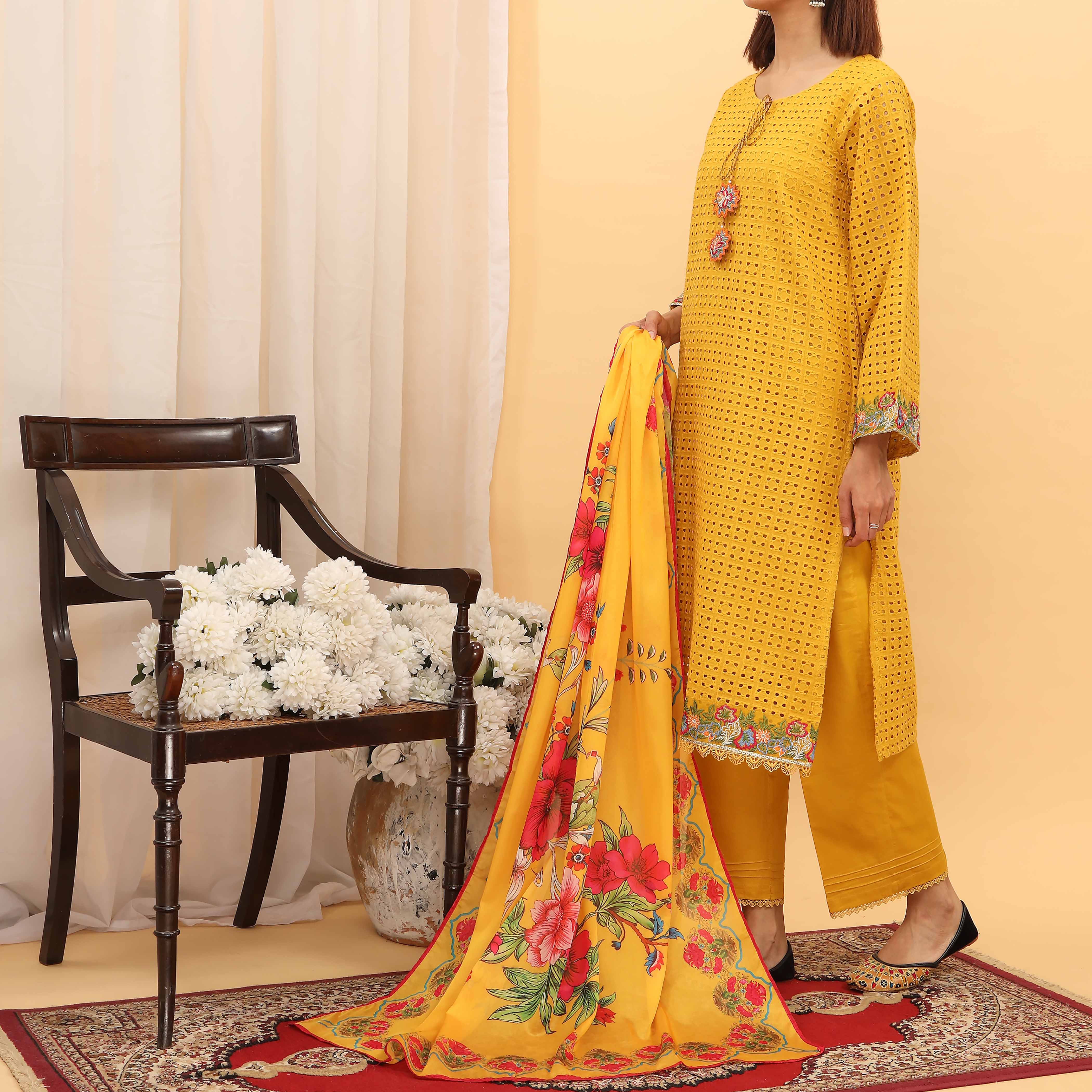 3PC- Chiken Kari Lawn Suit PS5062 - Image 3