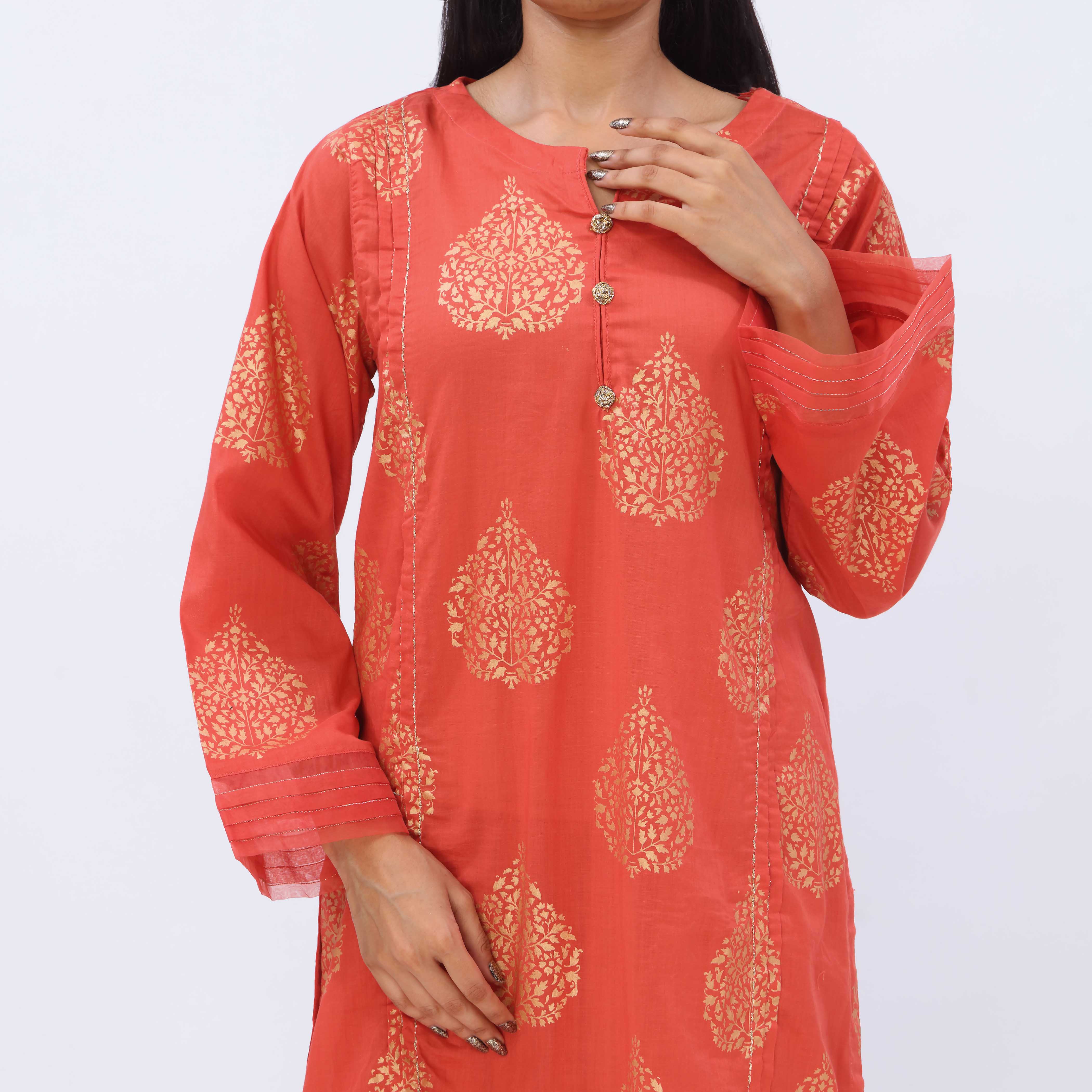 3PC- Cotton Cambric Printed Suit PS5378 - Image 3
