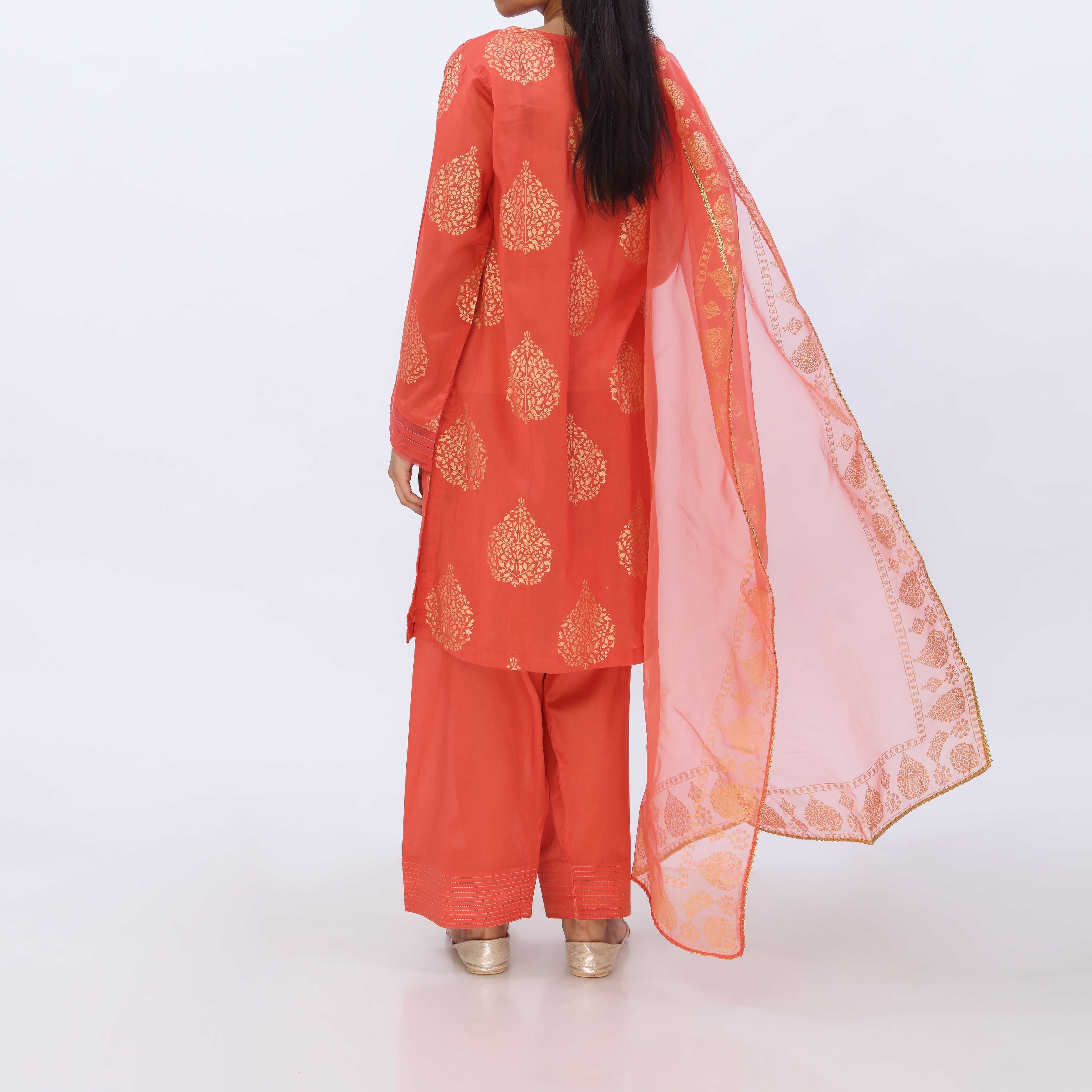 3PC- Cotton Cambric Printed Suit PS5378 - Image 5
