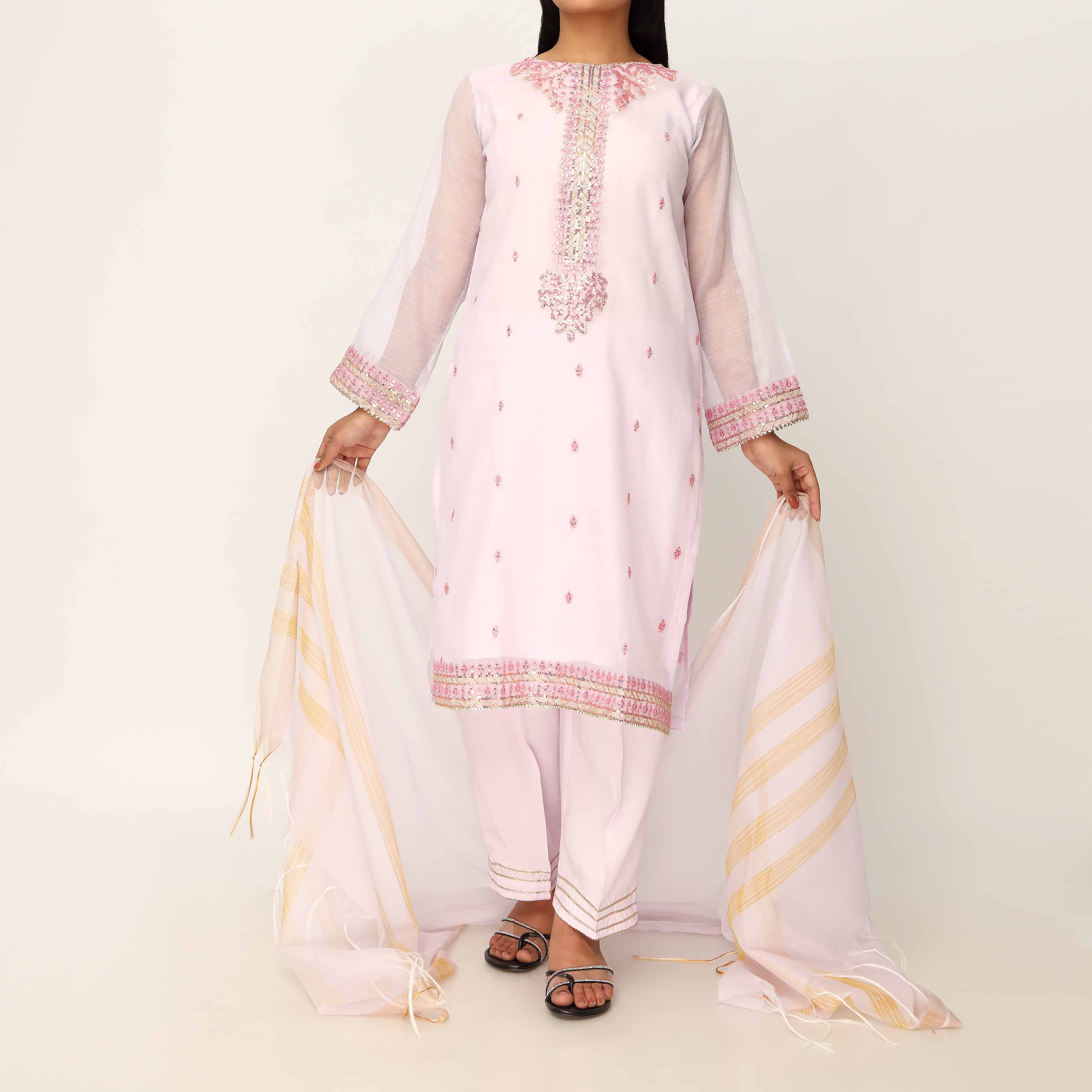 3PC- Cotton Khadi Net Suit PS5178 - Image 2