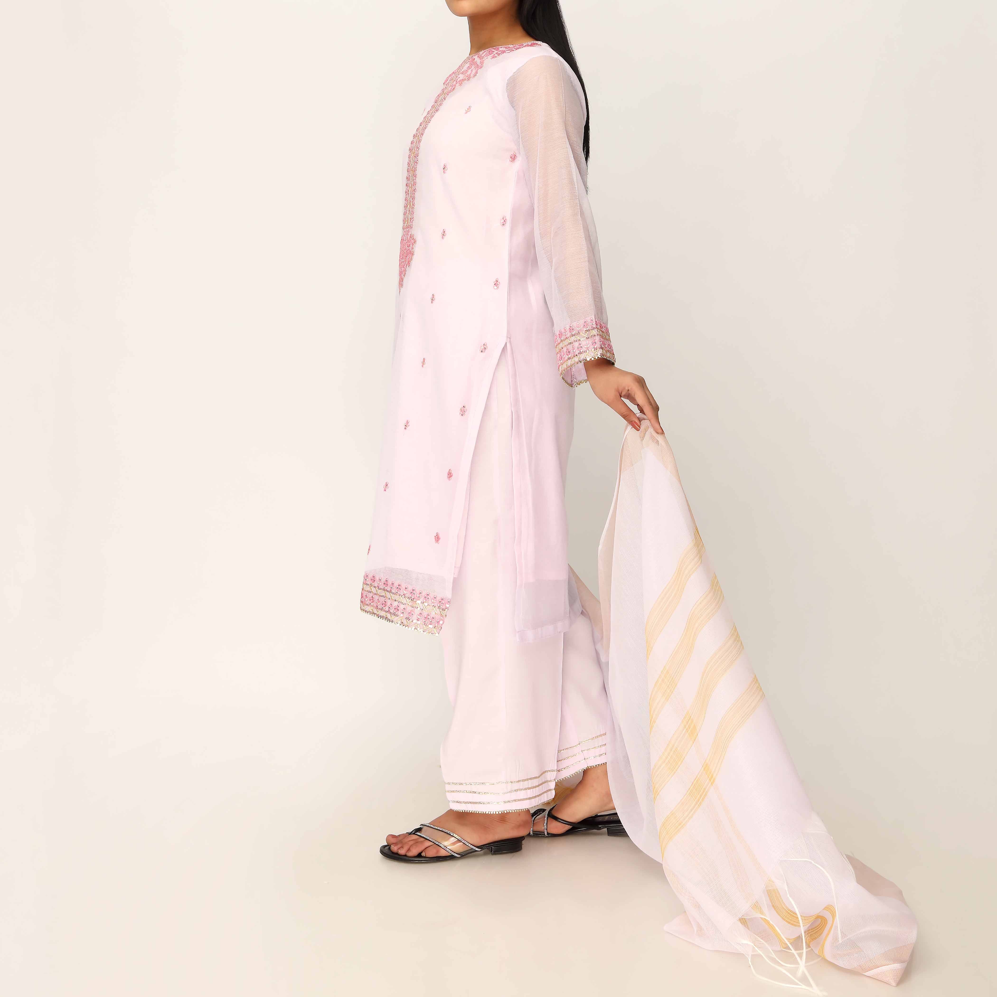 3PC- Cotton Khadi Net Suit PS5178 - Image 4