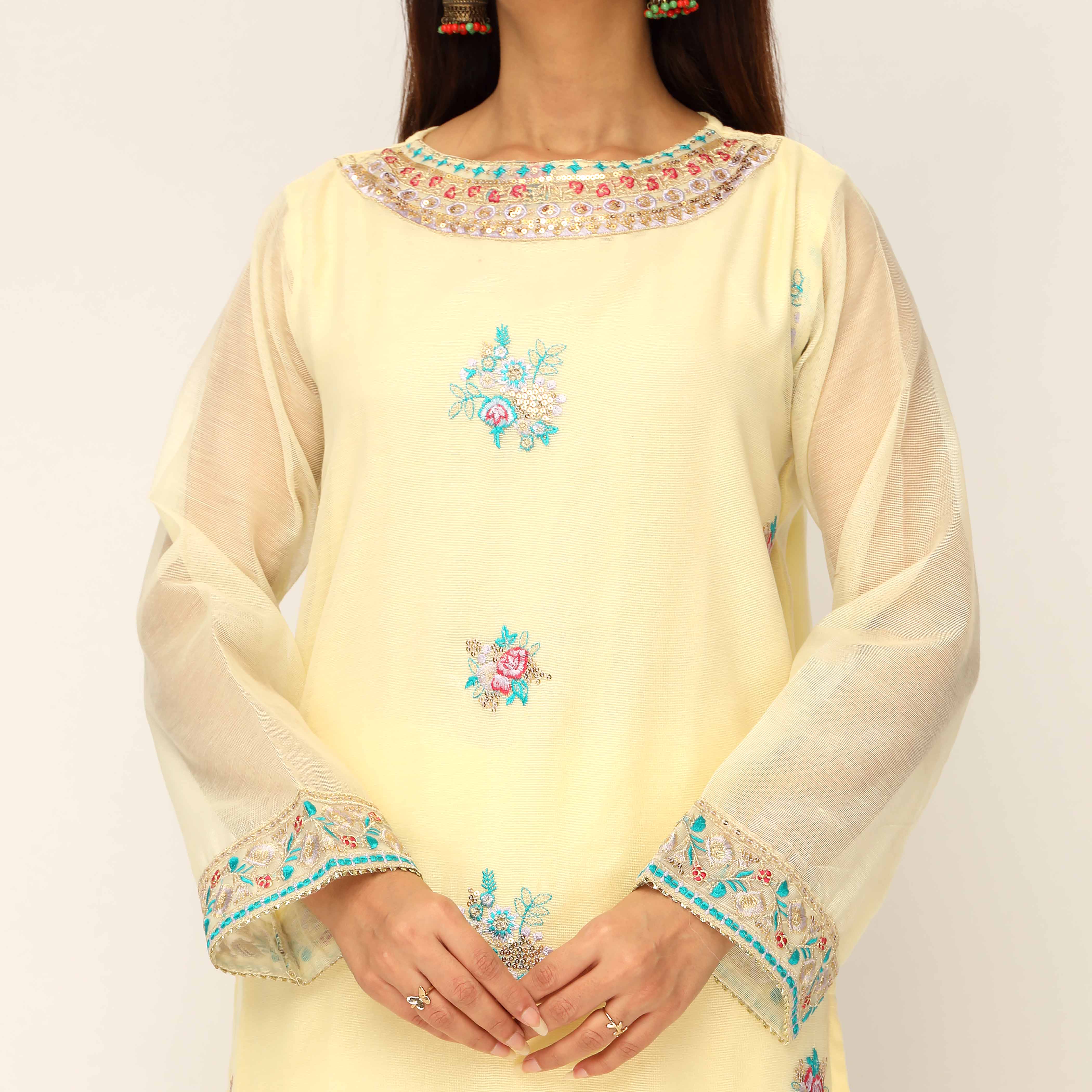 3PC- Cotton Khadi Net Suit PS5182 - Image 2