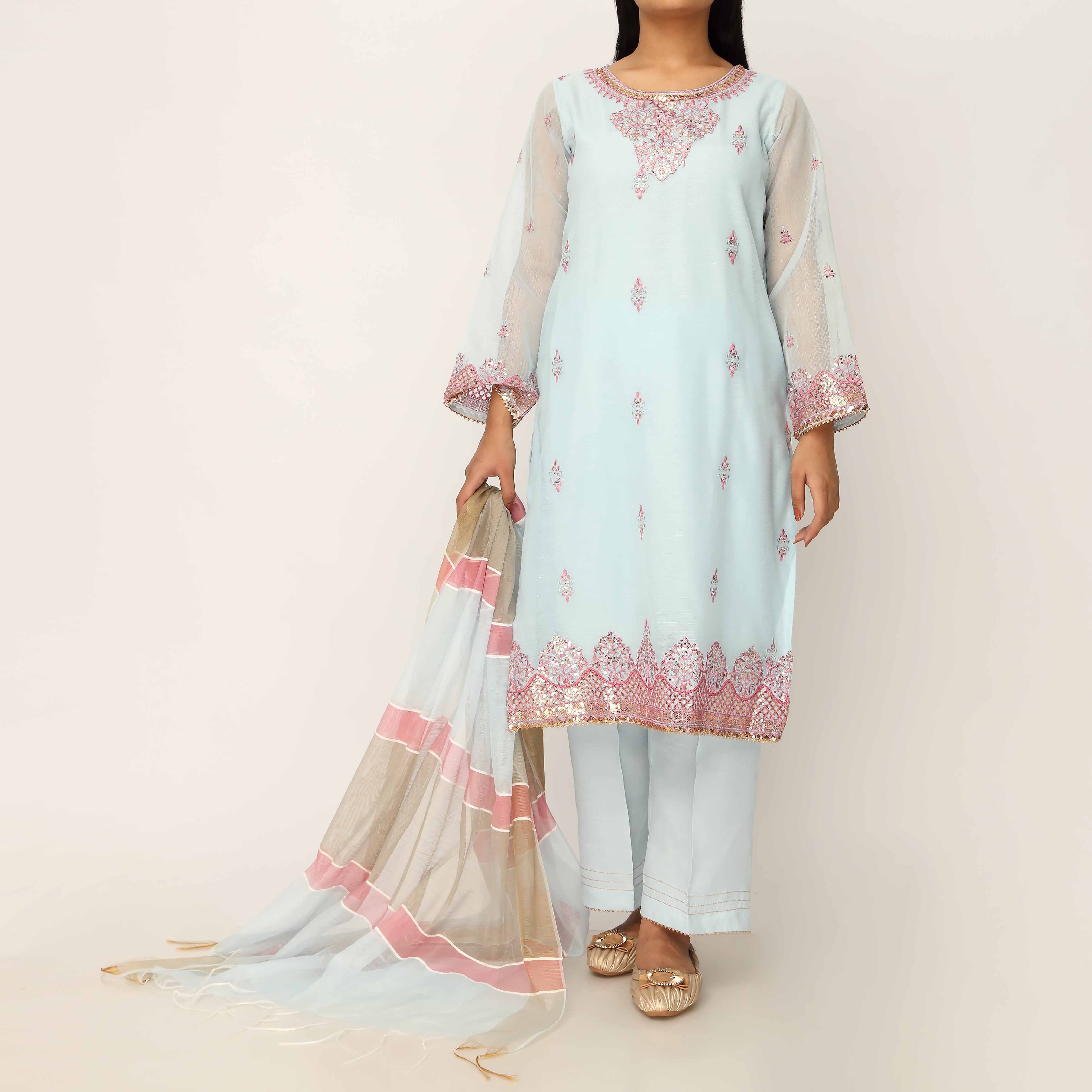 3PC- Cotton Khadi Net Suit PS5194 - Image 2