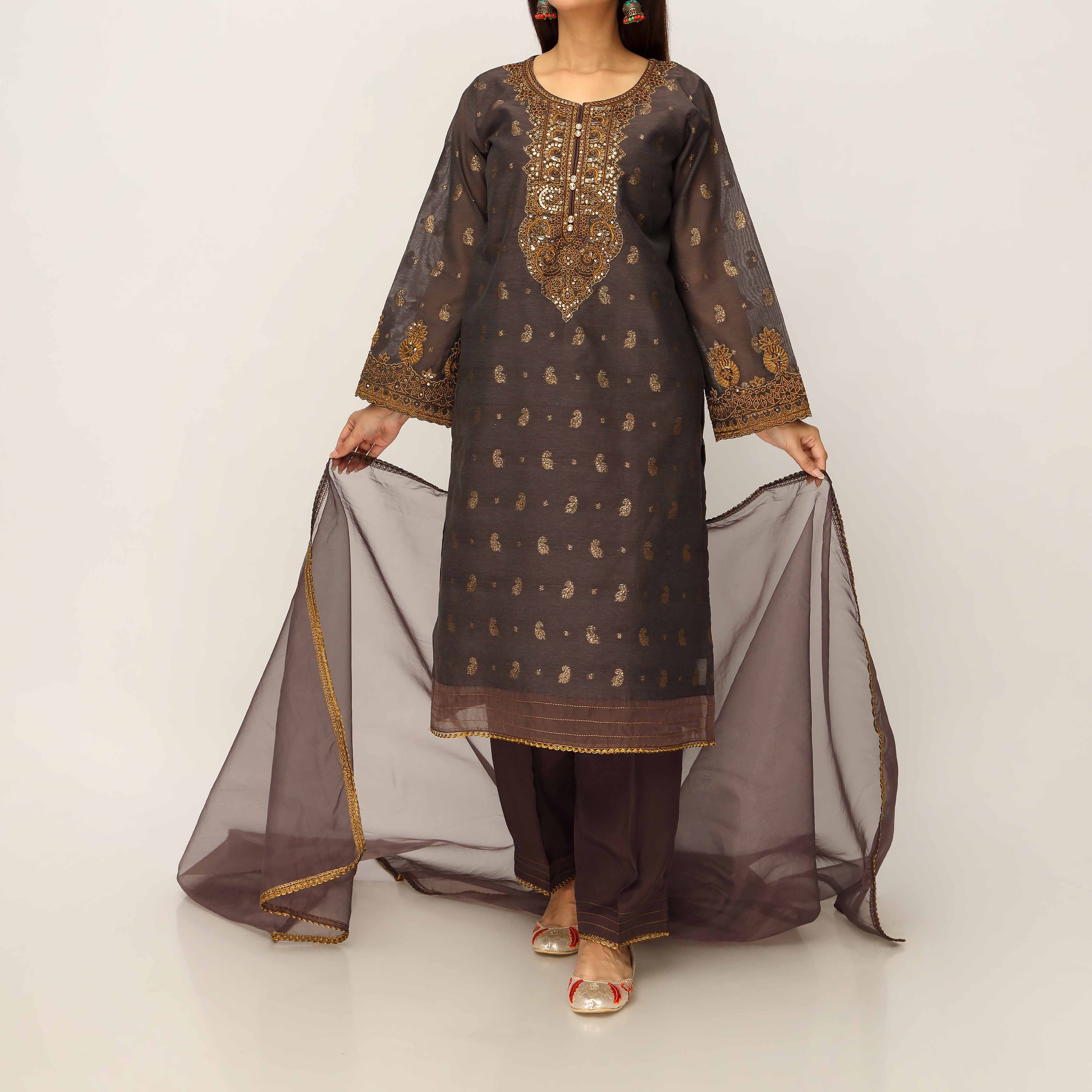 3PC- Cotton Lurix Jaquard Suit PS5119 - Image 2