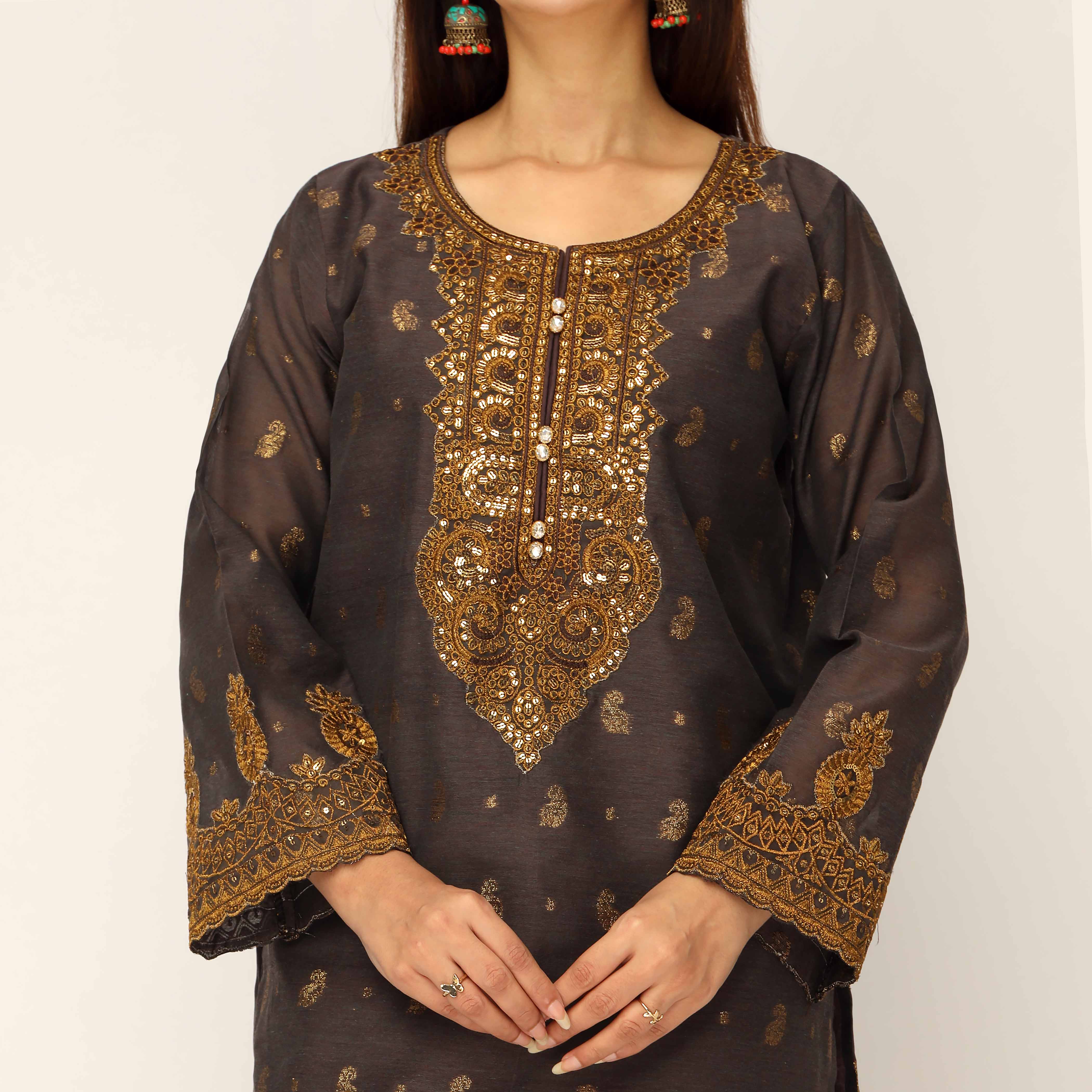 3PC- Cotton Lurix Jaquard Suit PS5119 - Image 3