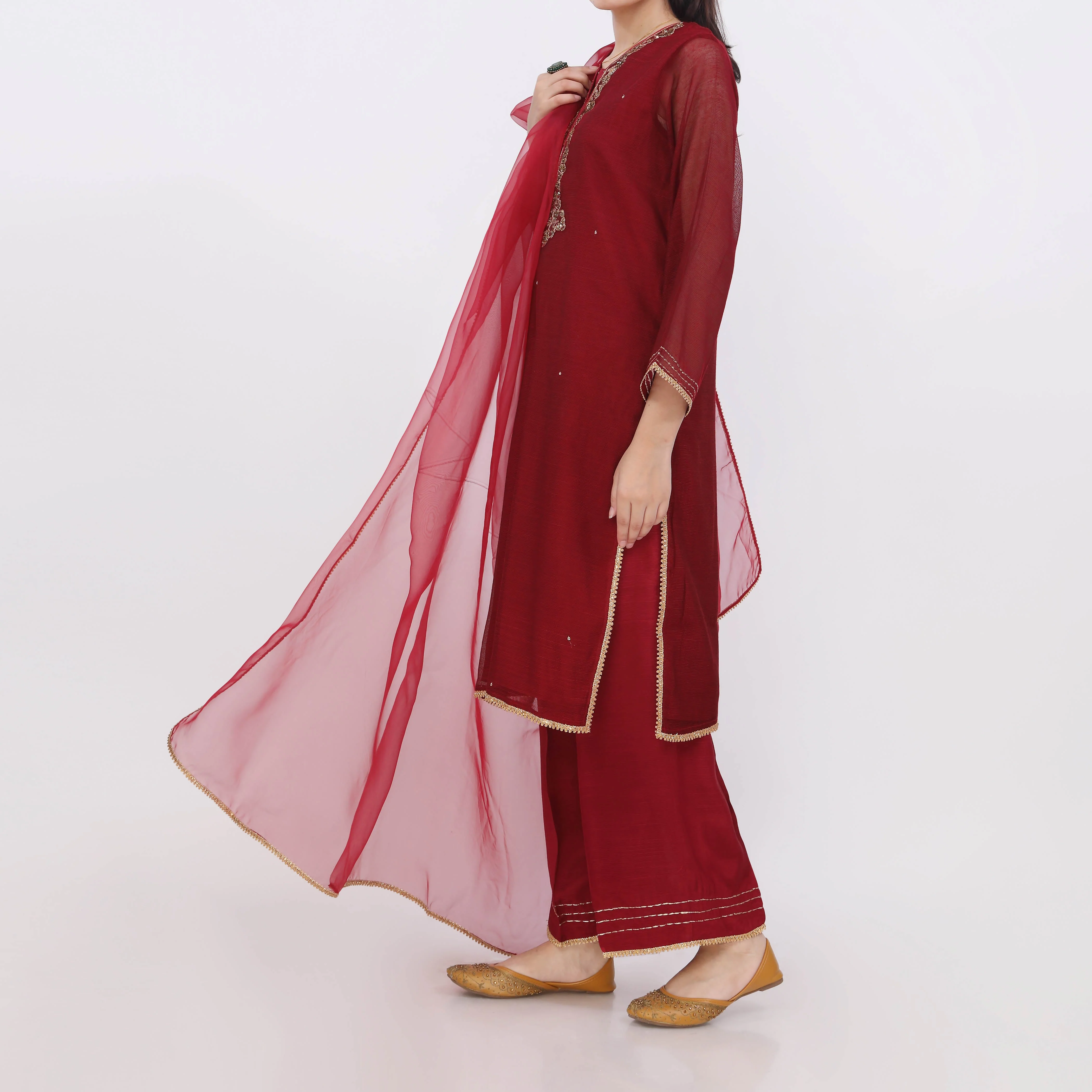 FLAMENCA<br>3 PC Embroidered Suit PS5283 - Image 4