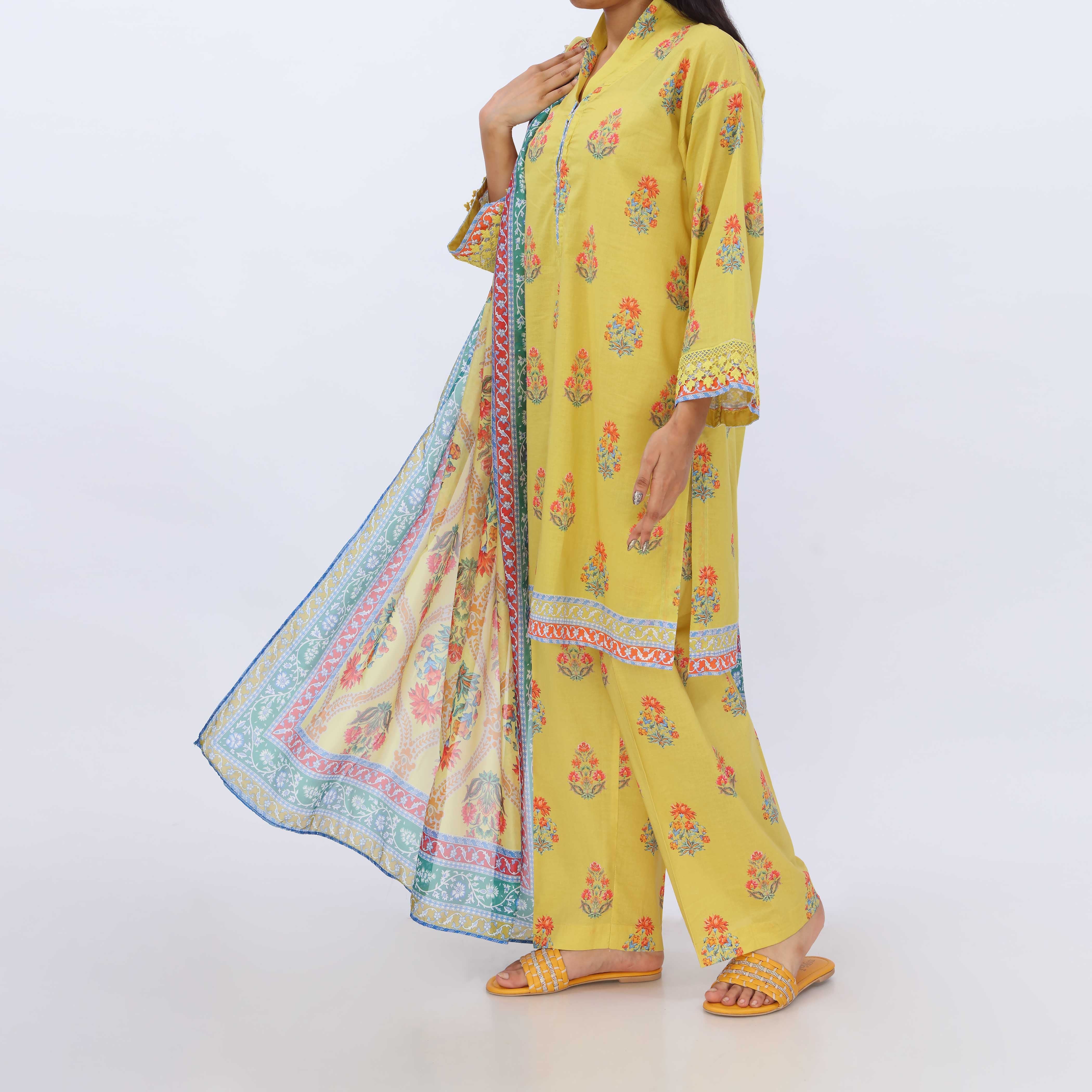 3PC- Digital Printed Cotton Cambric Suit PS5431 - Image 4