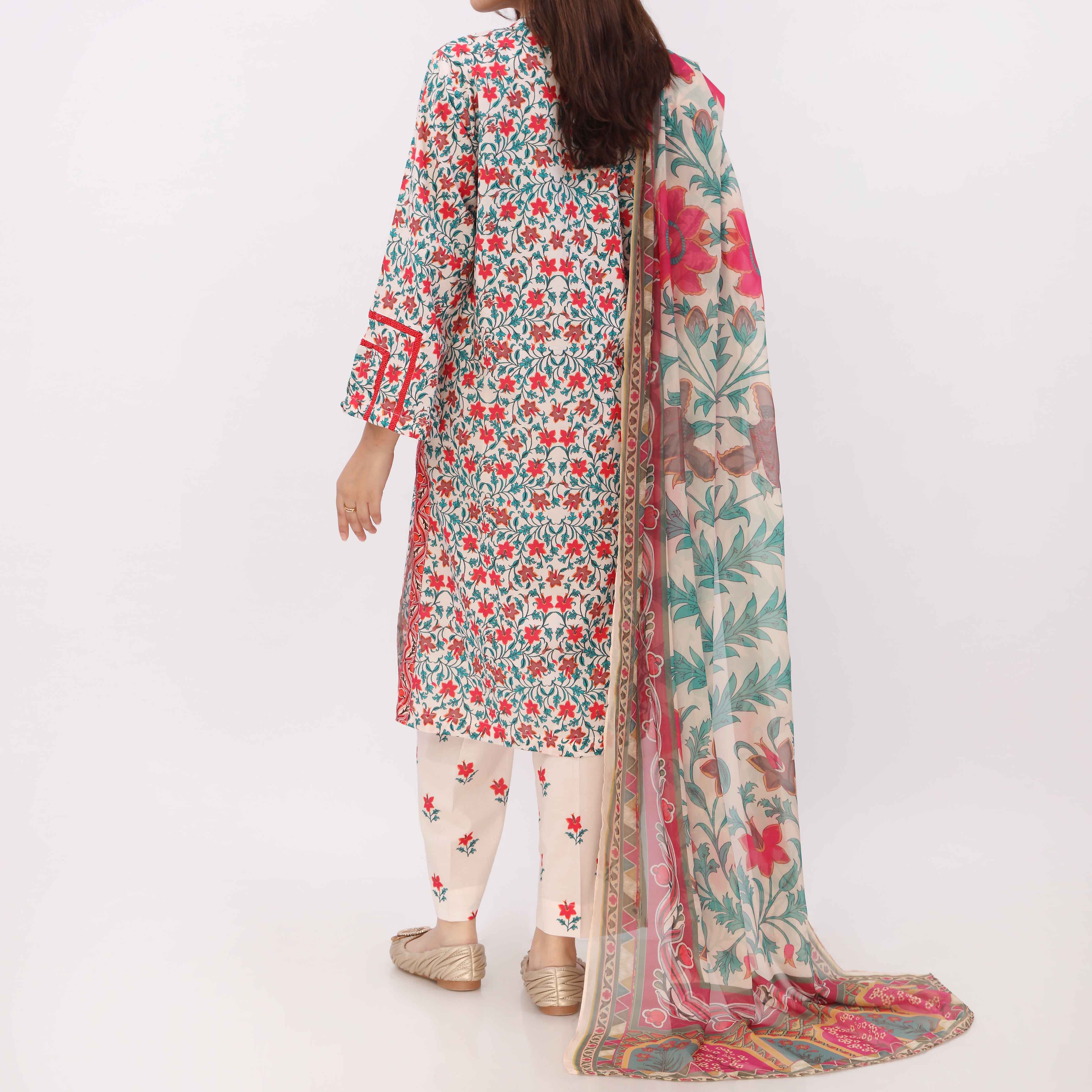 3PC Digital Printed Cotton Cambric Suit PW5098 - Image 5