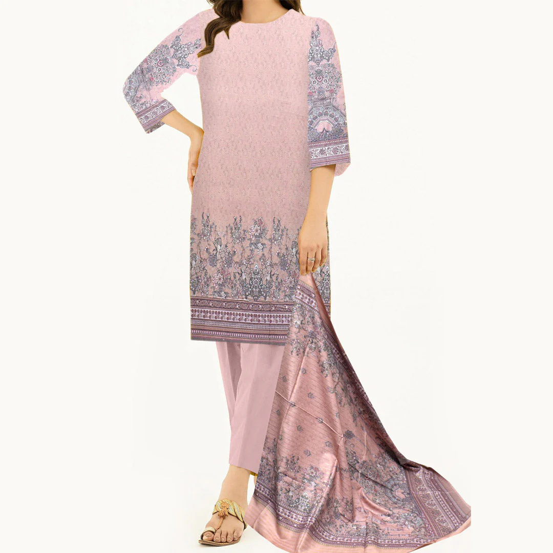 3PC- Unstitched Digital Printed Dhanak Suit PW3493