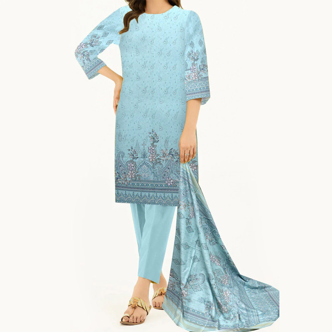 3PC- Unstitched Digital Printed Dhanak Suit PW3496