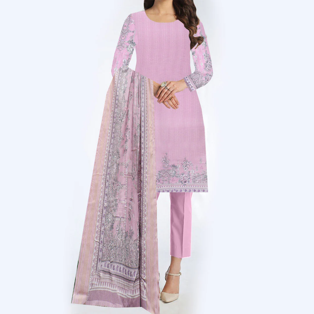 3PC- Unstitched Digital Printed Dhanak Suit PW3498