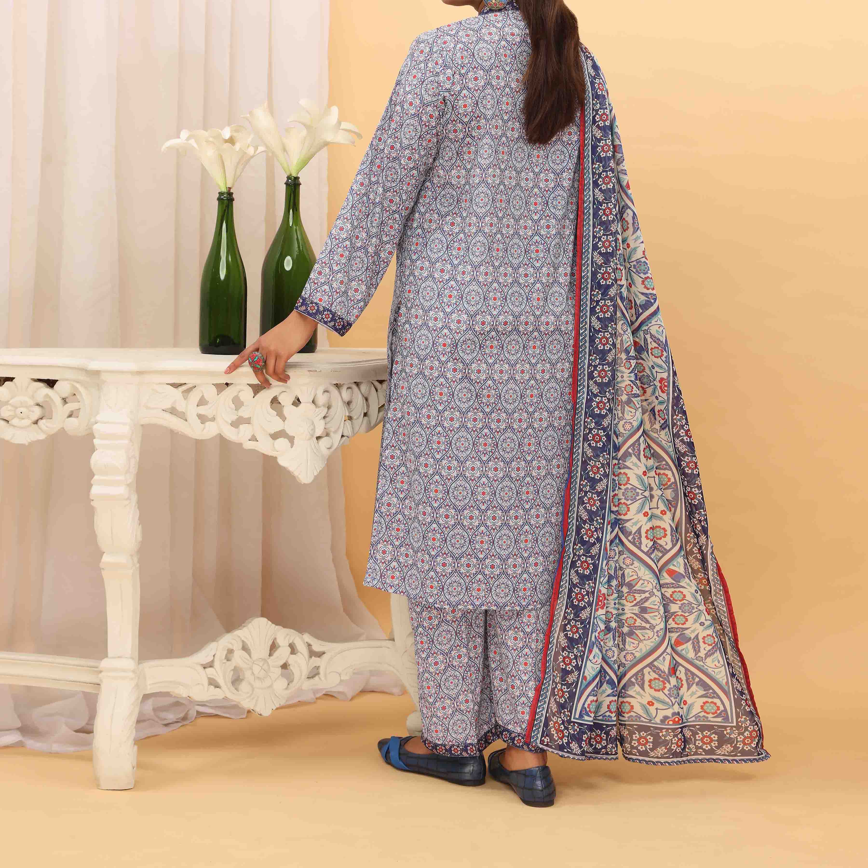 3PC- Digital Printed Grip Silk Suit PS5157 - Image 3