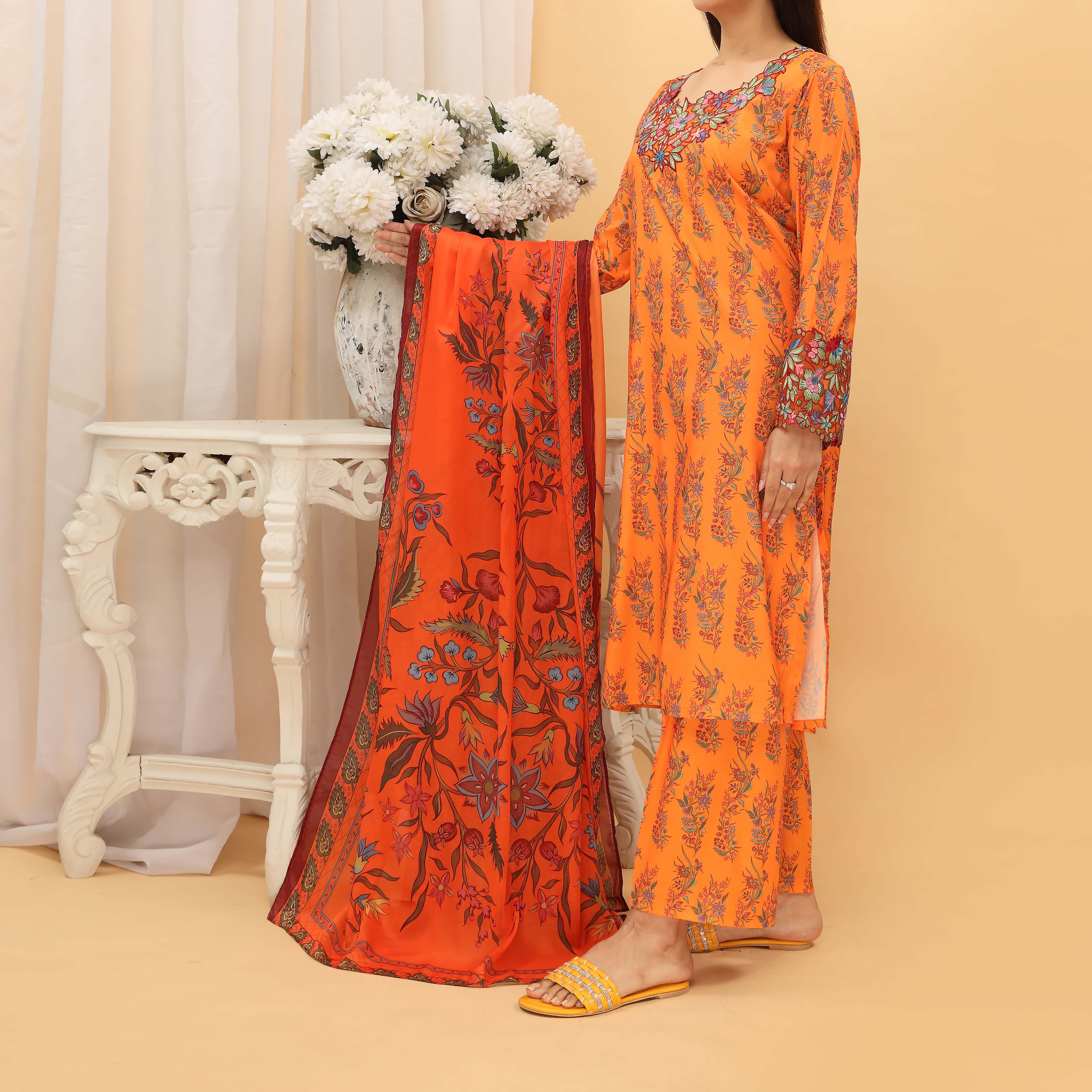 3PC- Digital Printed Gripsilk Suit PS5115 - Image 2