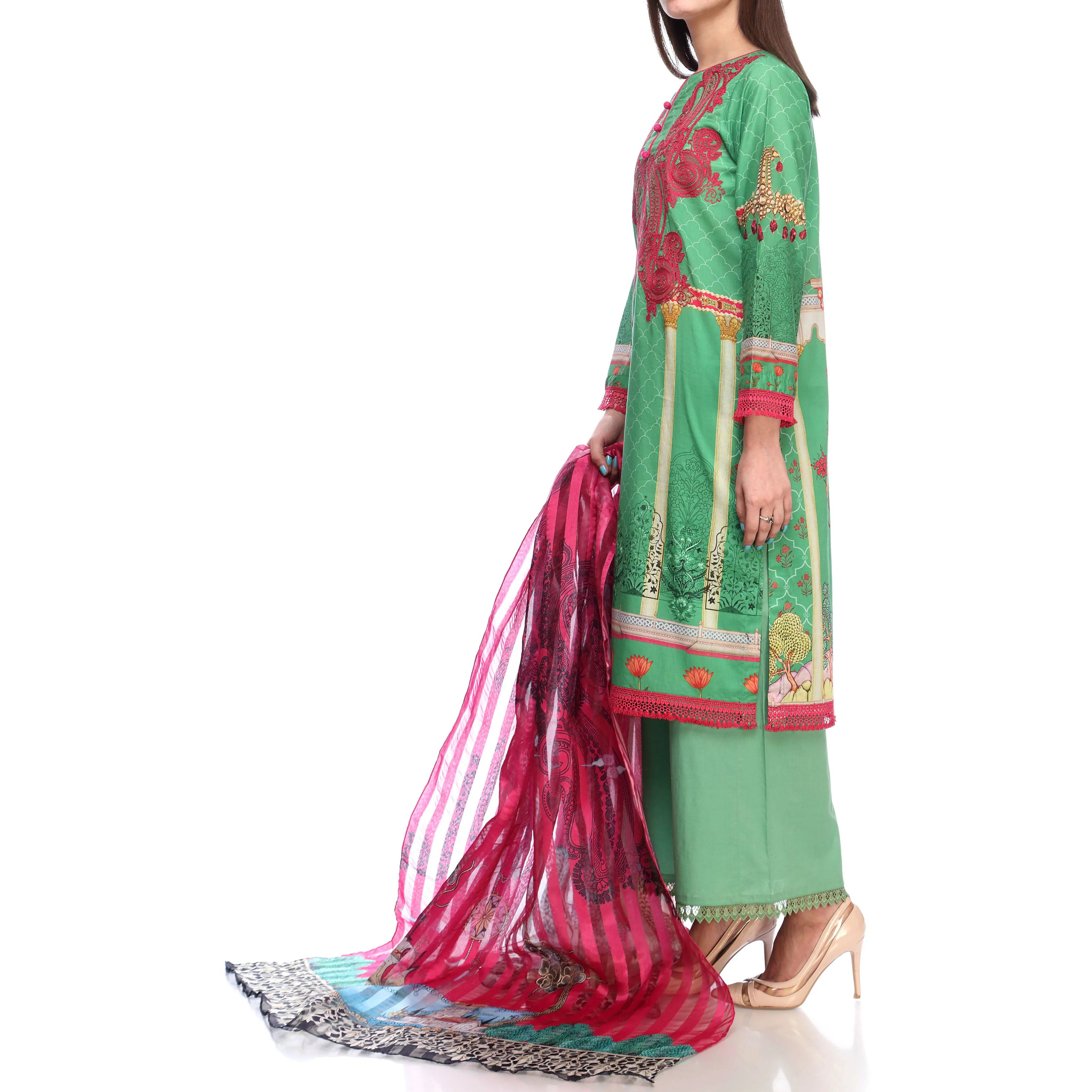 3PC- Digital Printed Lawn Suit Embroidered PS2200 - Image 2